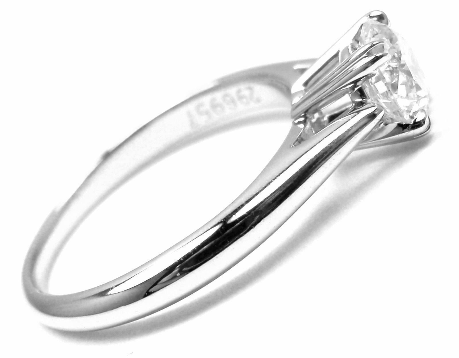 Brilliant Cut Harry Winston .56 Carat VVS1/F Diamond Solitaire Platinum Engagement Ring For Sale