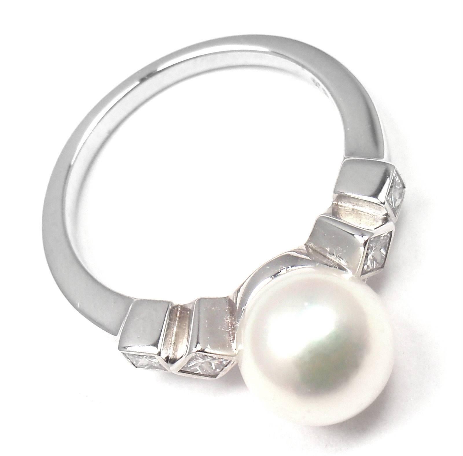 Mikimoto Frost Akoya Pearl Diamond White Gold Ring 1