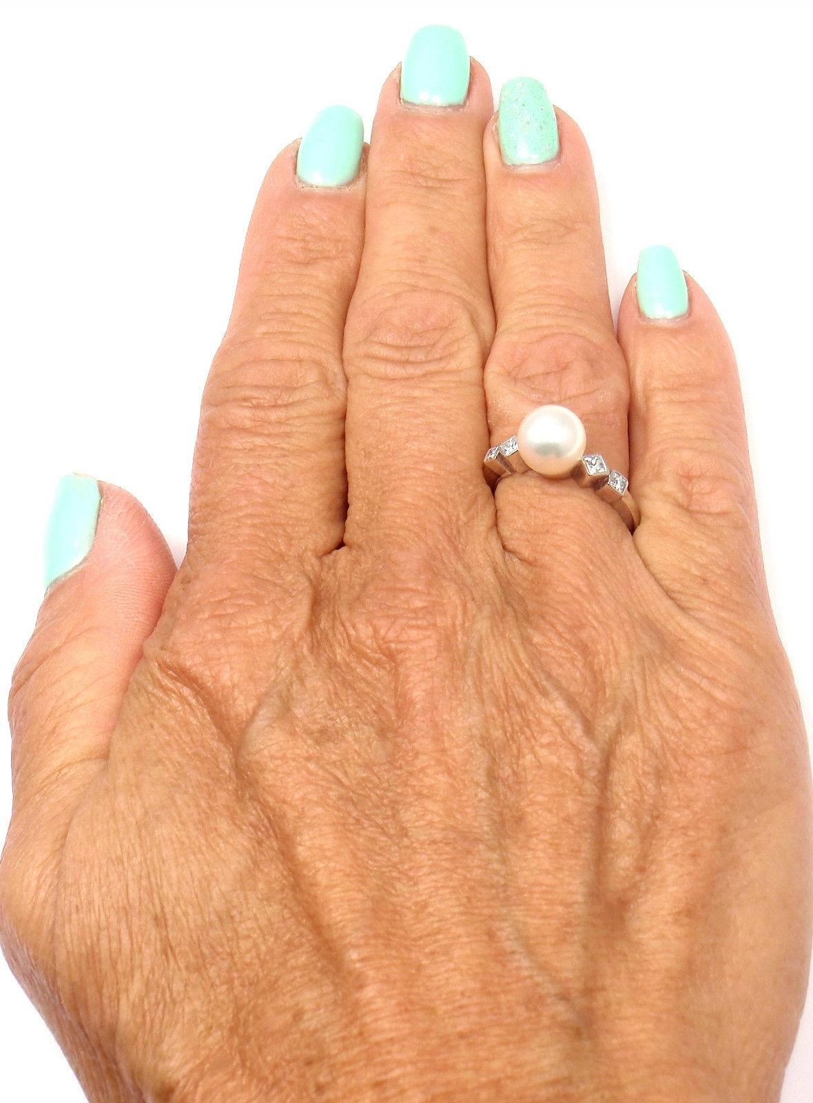 Mikimoto Frost Akoya Pearl Diamond White Gold Ring 3