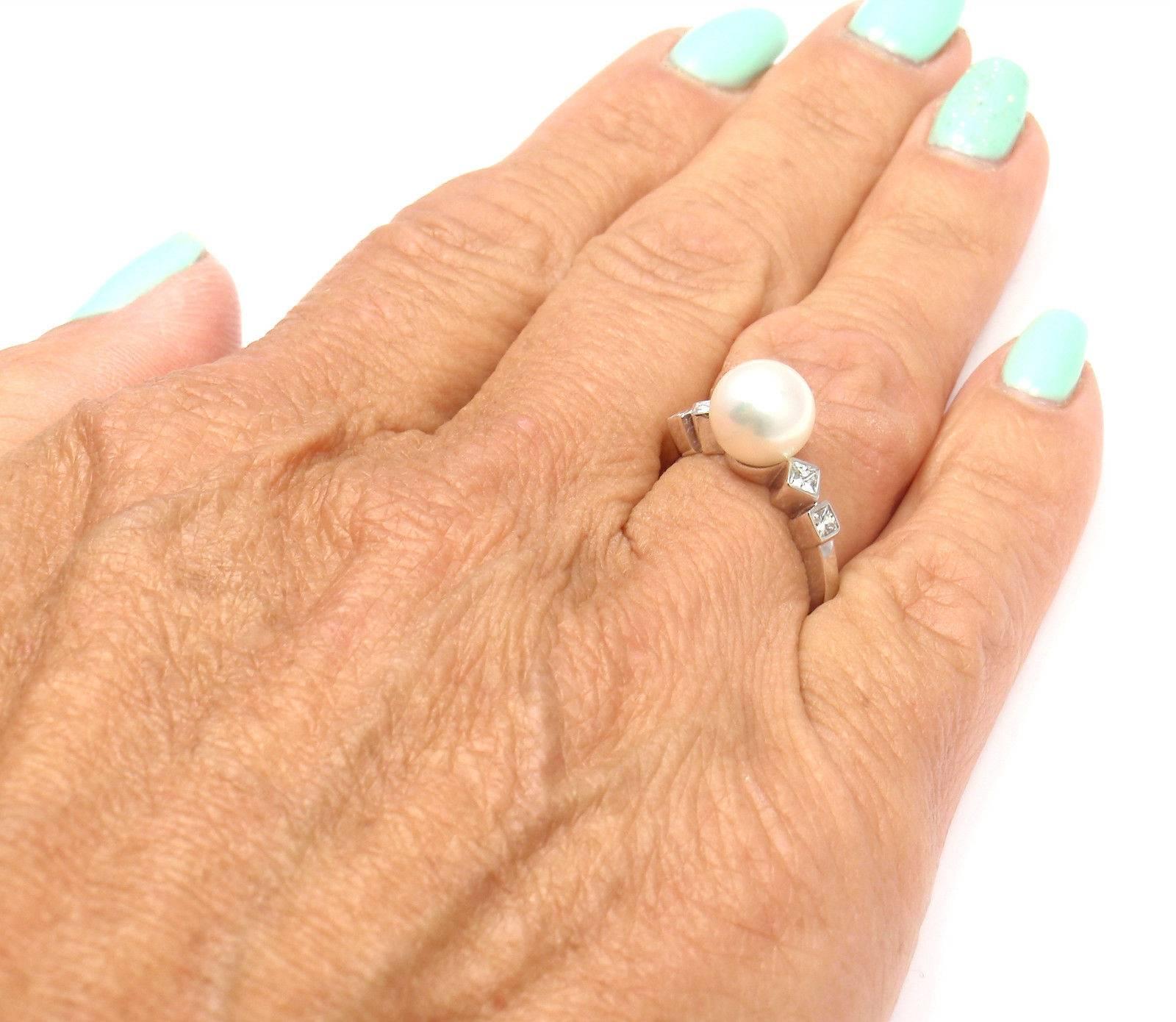 Mikimoto Frost Akoya Pearl Diamond White Gold Ring 4