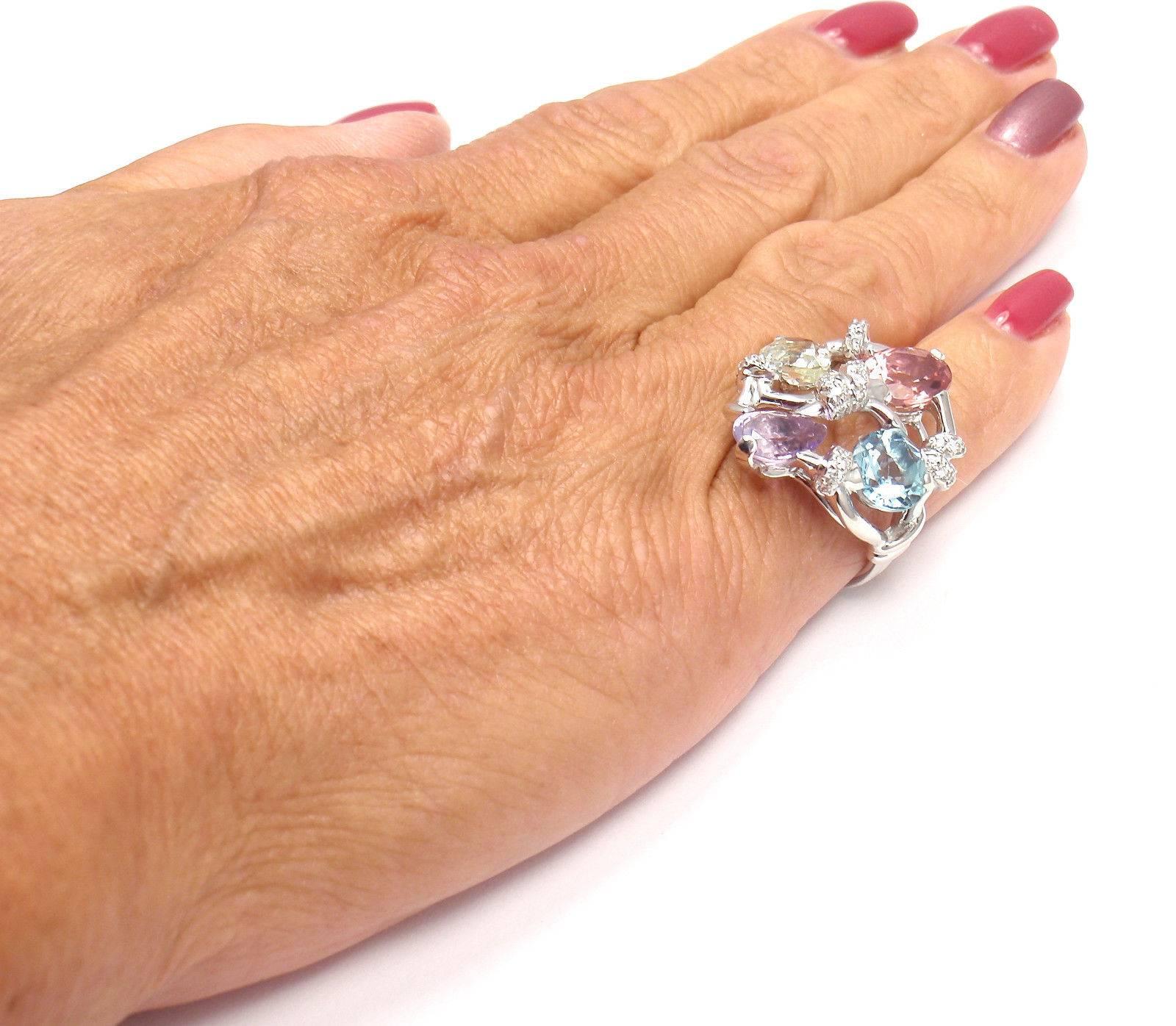 Chanel Venitienne Diamond Tourmaline Beryl Aquamarine Amethyst White Gold Ring 1