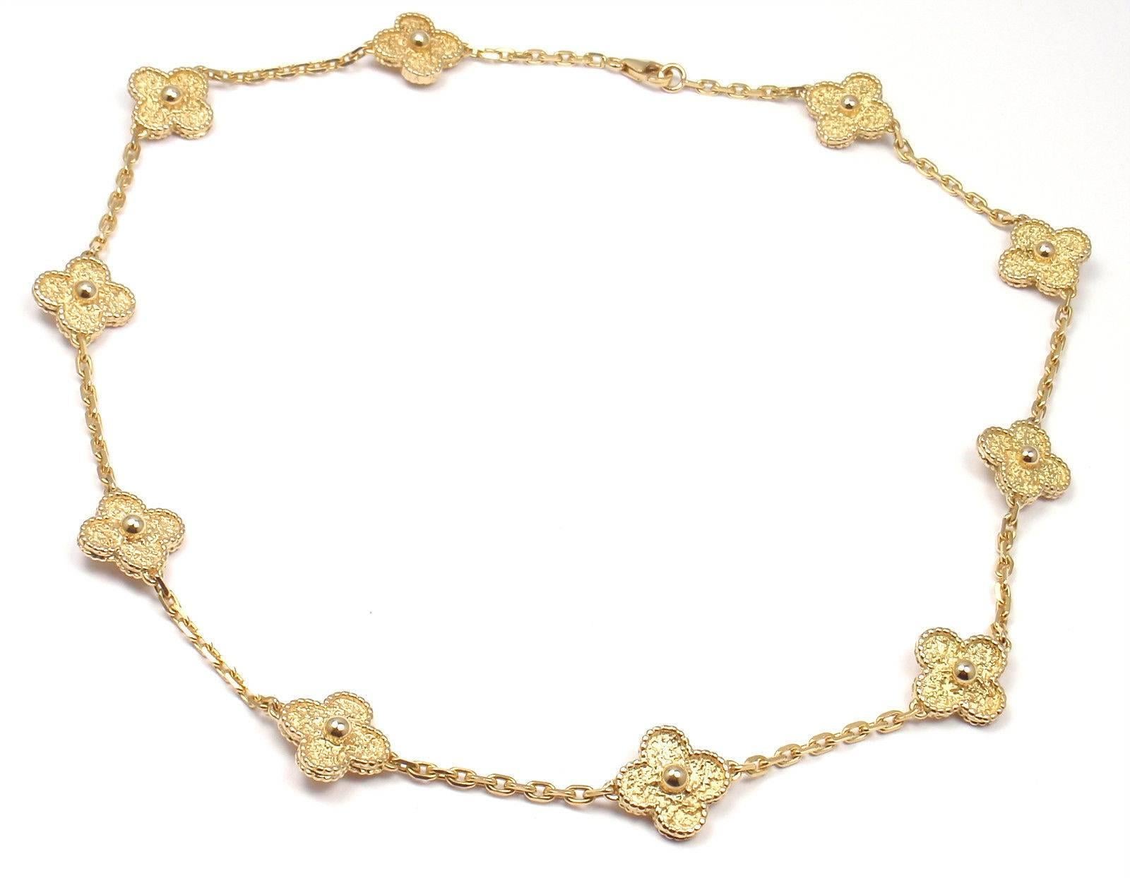 Van Cleef & Arpels Vintage Alhambra Ten Motif Gold Necklace 4