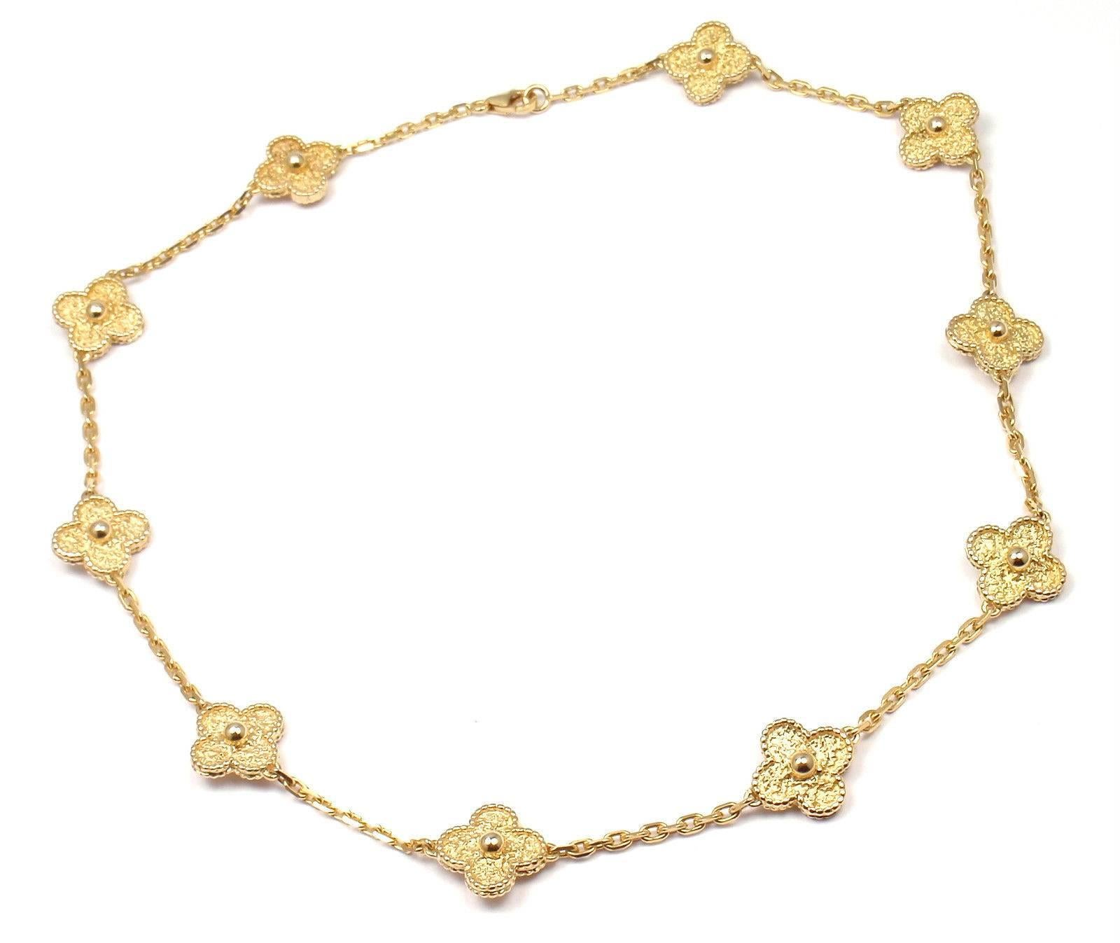Van Cleef & Arpels Vintage Alhambra Ten Motif Gold Necklace 5