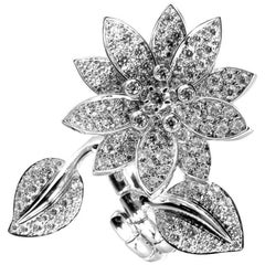 Van Cleef & Arpels Lotus Flower Diamond White Gold Between the Finger Ring