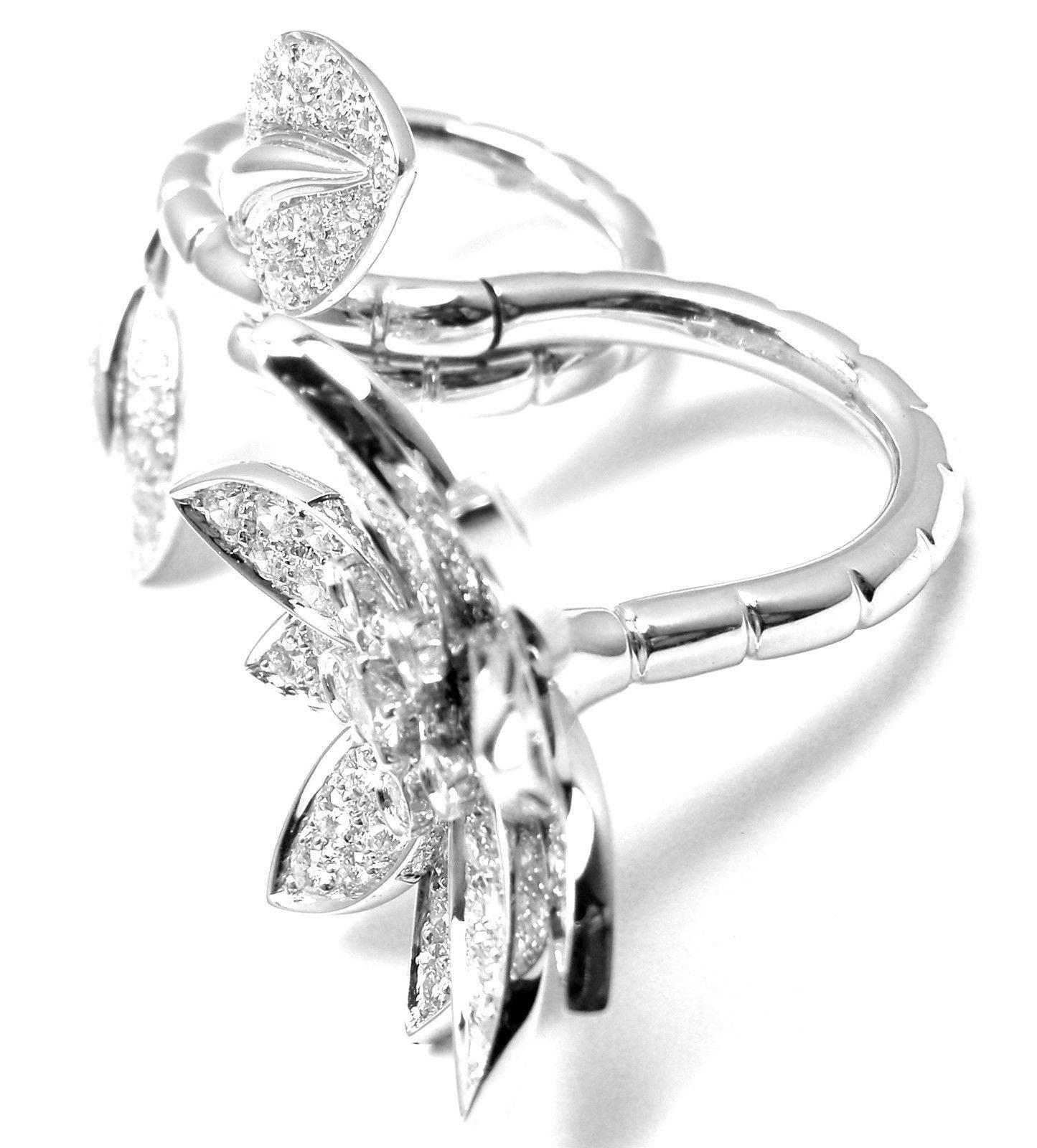 Van Cleef & Arpels Lotus Flower Diamond White Gold Between the Finger Ring 2