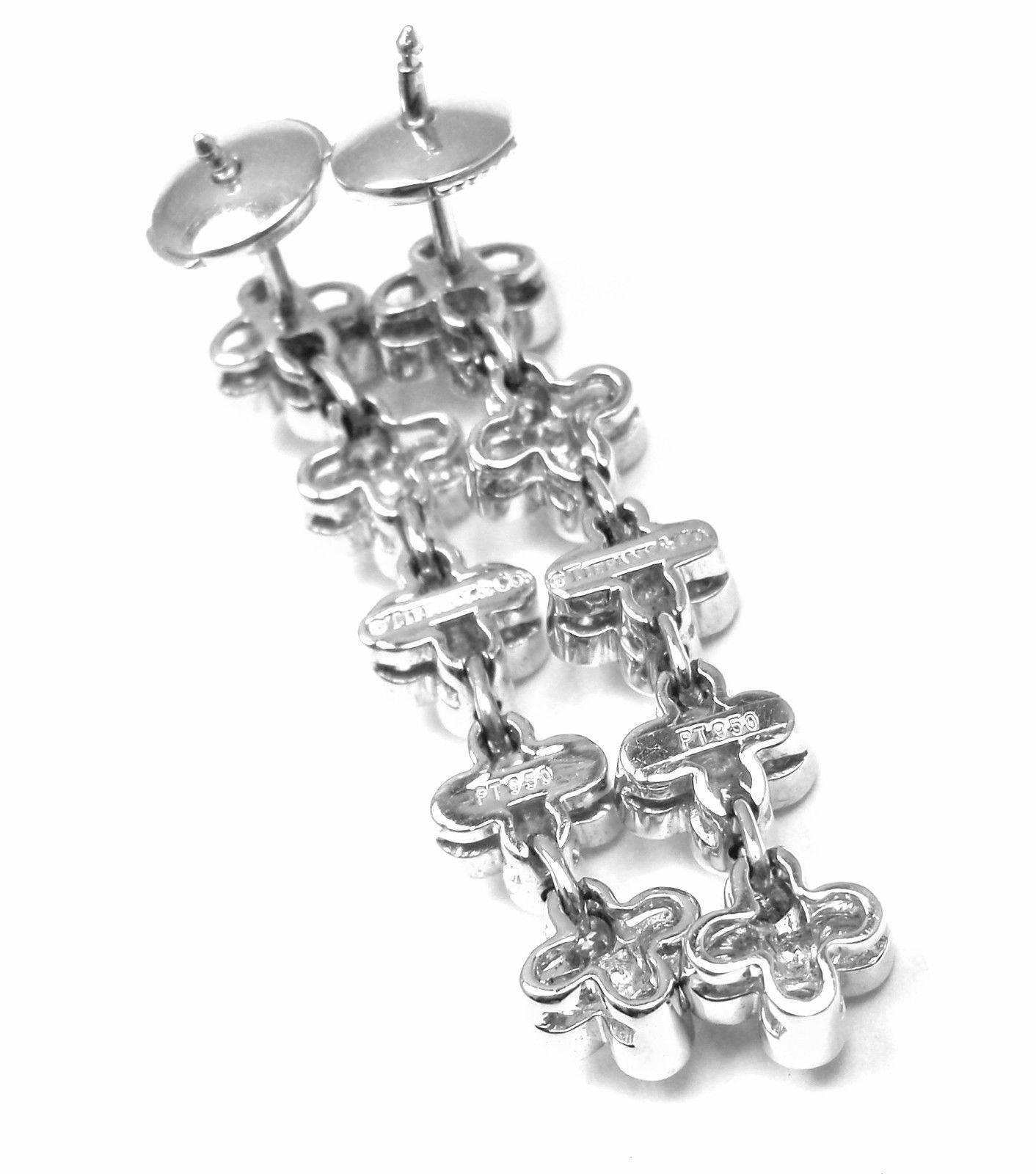 Women's or Men's Tiffany & Co. Lace Diamond Five Flower Drop Dangle Platinum Earrings