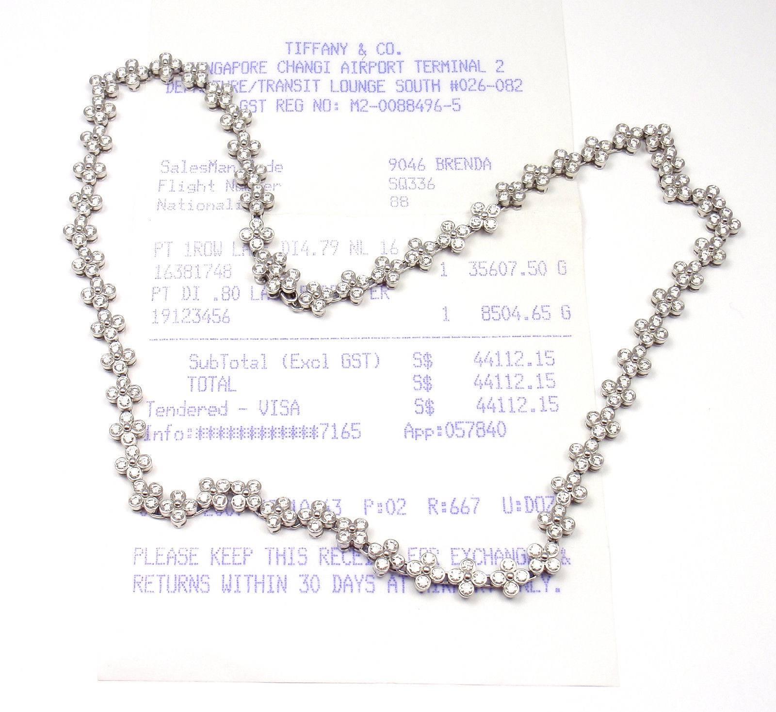 Women's or Men's Tiffany & Co. Lace Diamond Flower Platinum Necklace
