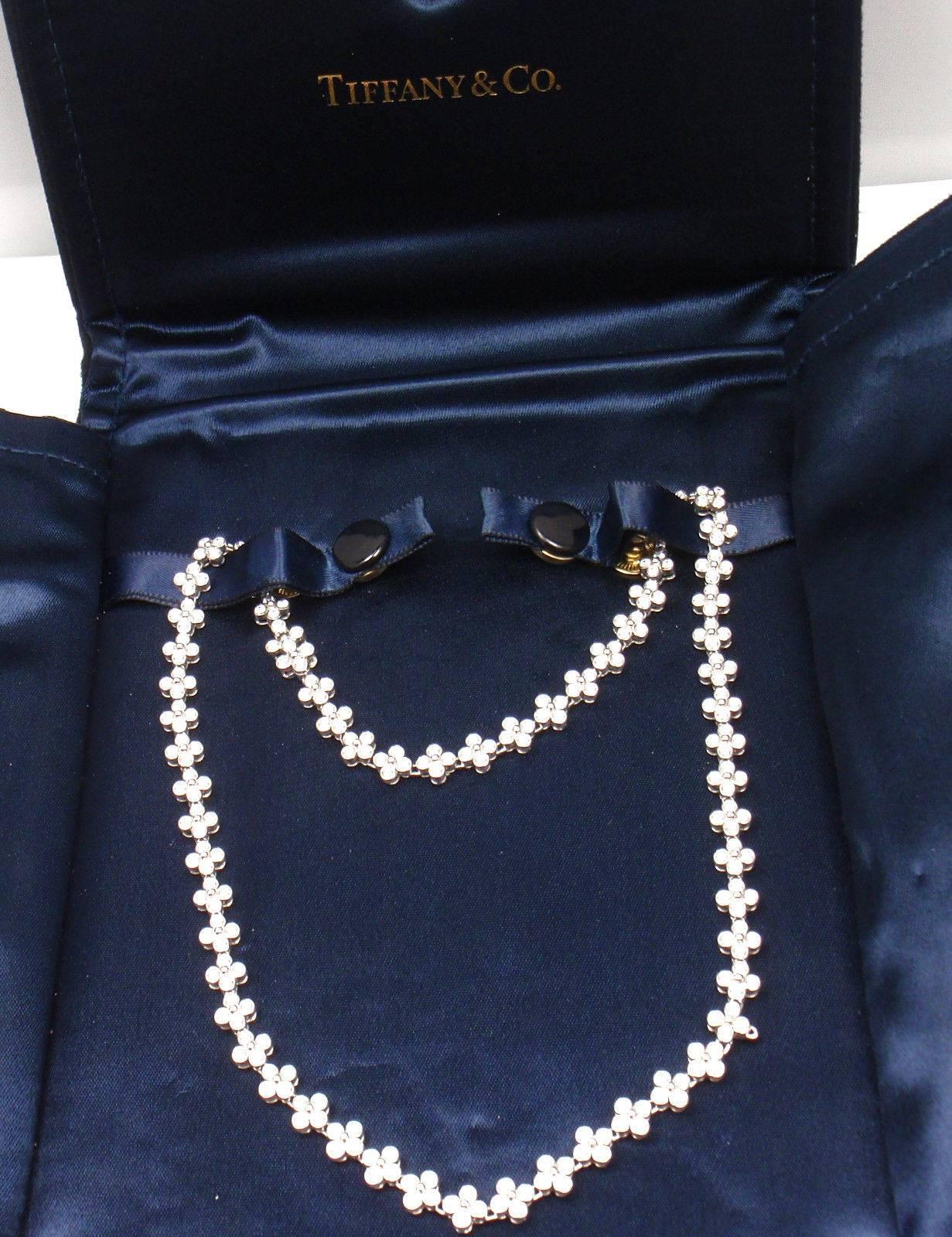 Tiffany & Co. Lace Diamond Flower Platinum Necklace 4