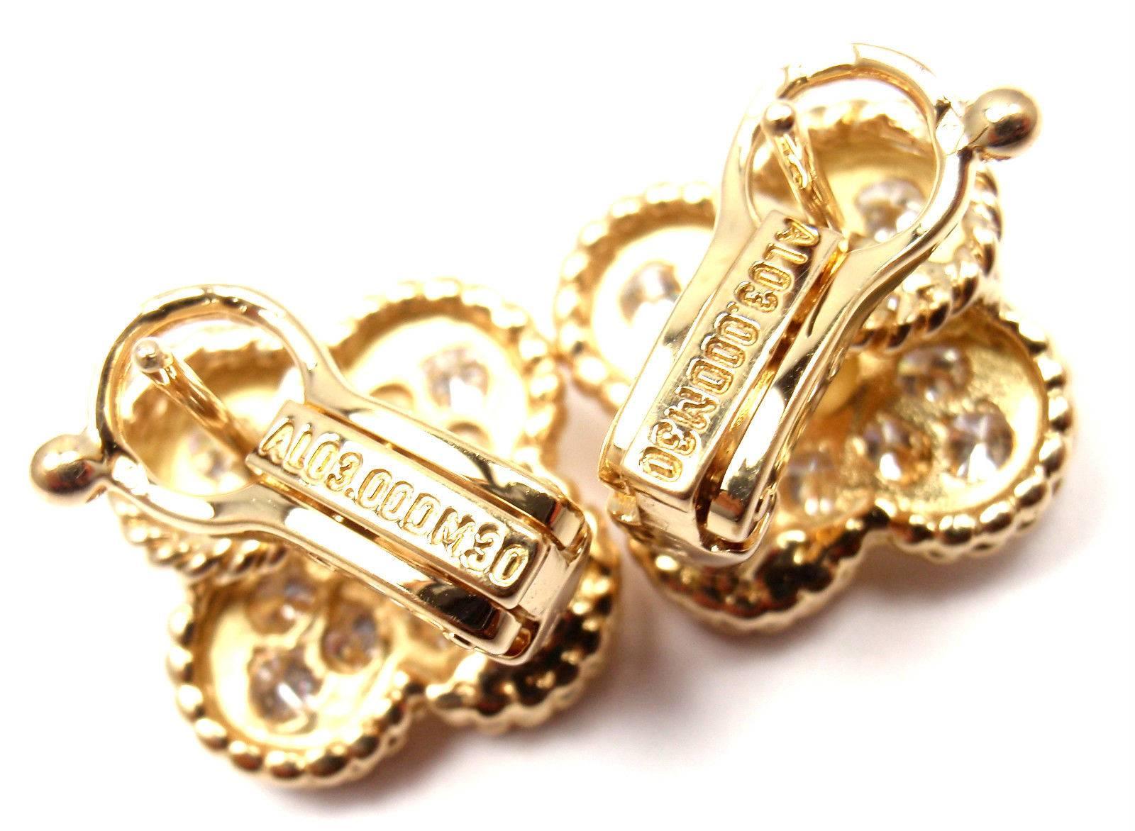 Van Cleef & Arpels Diamond Vintage Alhambra Yellow Gold Earrings 2