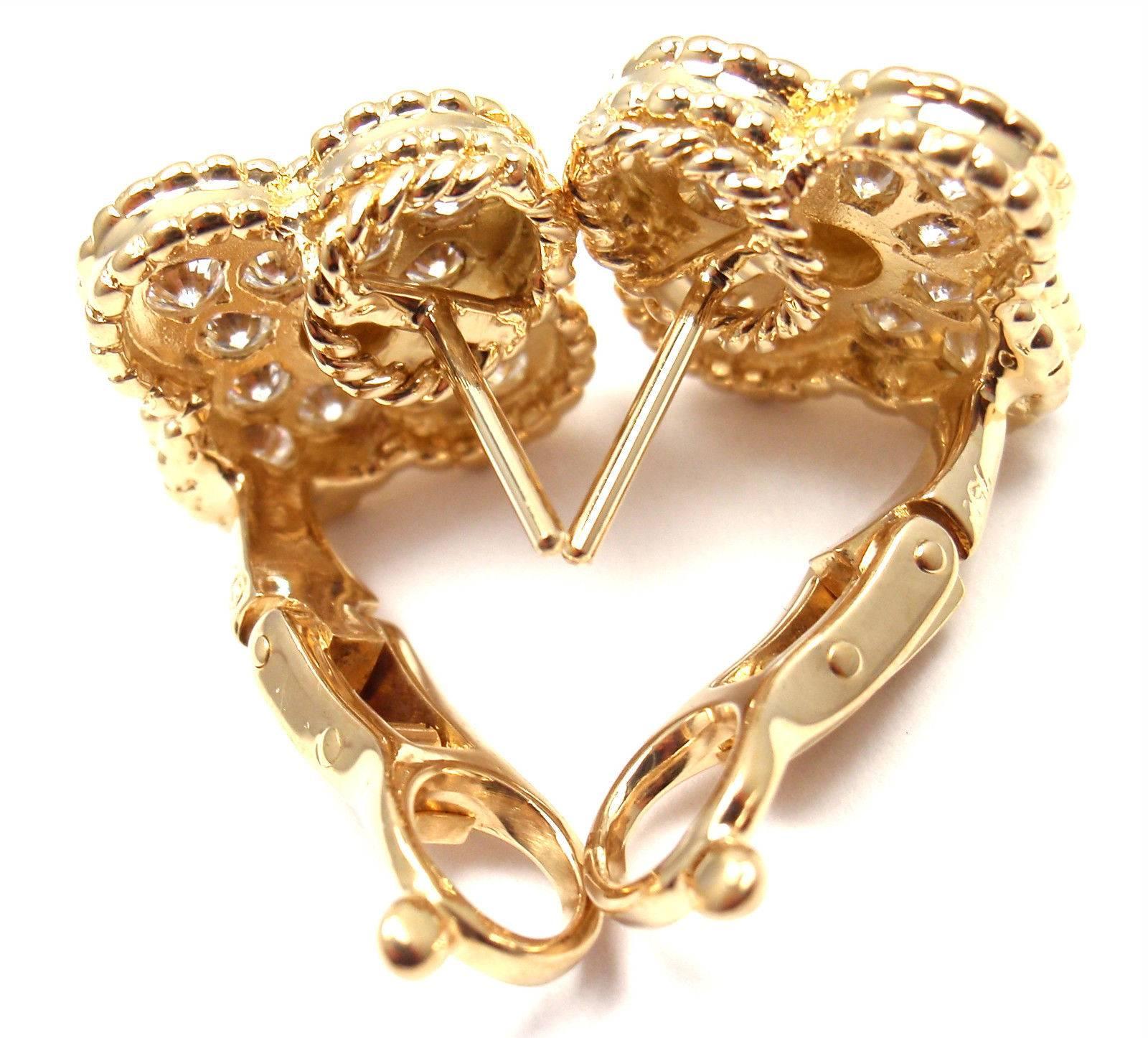 Van Cleef & Arpels Diamond Vintage Alhambra Yellow Gold Earrings 5