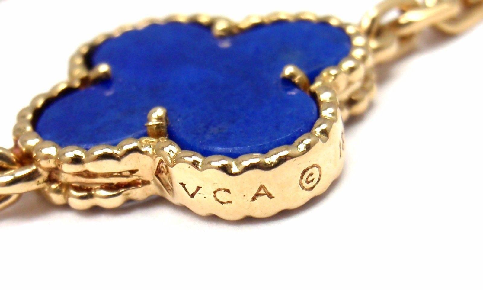 Van Cleef & Arpels Lapis Lazuli Gold Vintage Alhambra Necklace 2