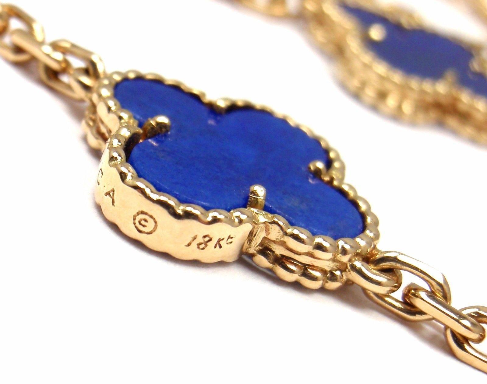 Van Cleef & Arpels Lapis Lazuli Gold Vintage Alhambra Necklace 3