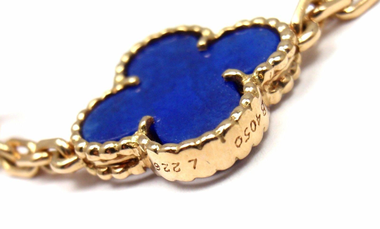 Van Cleef & Arpels Lapis Lazuli Gold Vintage Alhambra Necklace 4