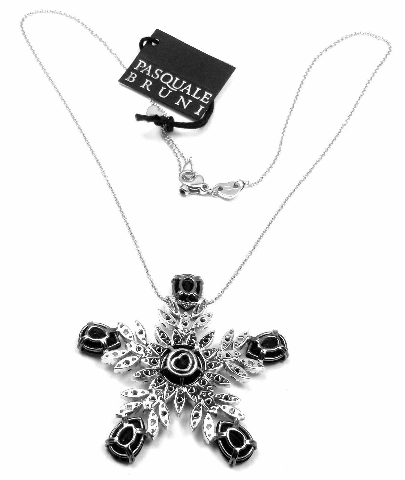 18k White Gold Large 70Queen Diamond And Black Agate Pendant Necklace
by Pasquale Bruni.
With Round brilliant cut diamonds VS2 clarity, E color total weight approx. 1.45ct
Black Agate stones total weight approx. 8ct
This necklace comes with Box,