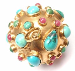 Ruby Turquoise Large Yellow Sputnik Pendant from Estate of Jackie Collins