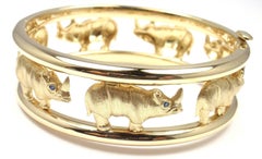 Roberto Coin Sapphire Rhinoceros Yellow Gold Bangle Bracelet