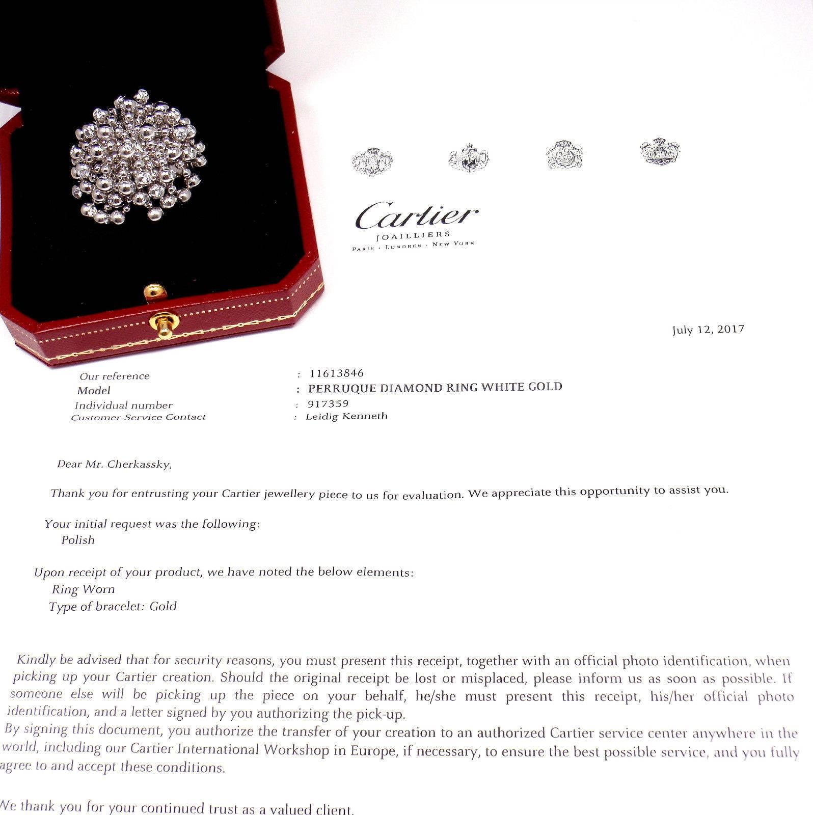 Cartier Perruque Paris Nouvelle Vague Diamond White Gold Ring In New Condition In Holland, PA