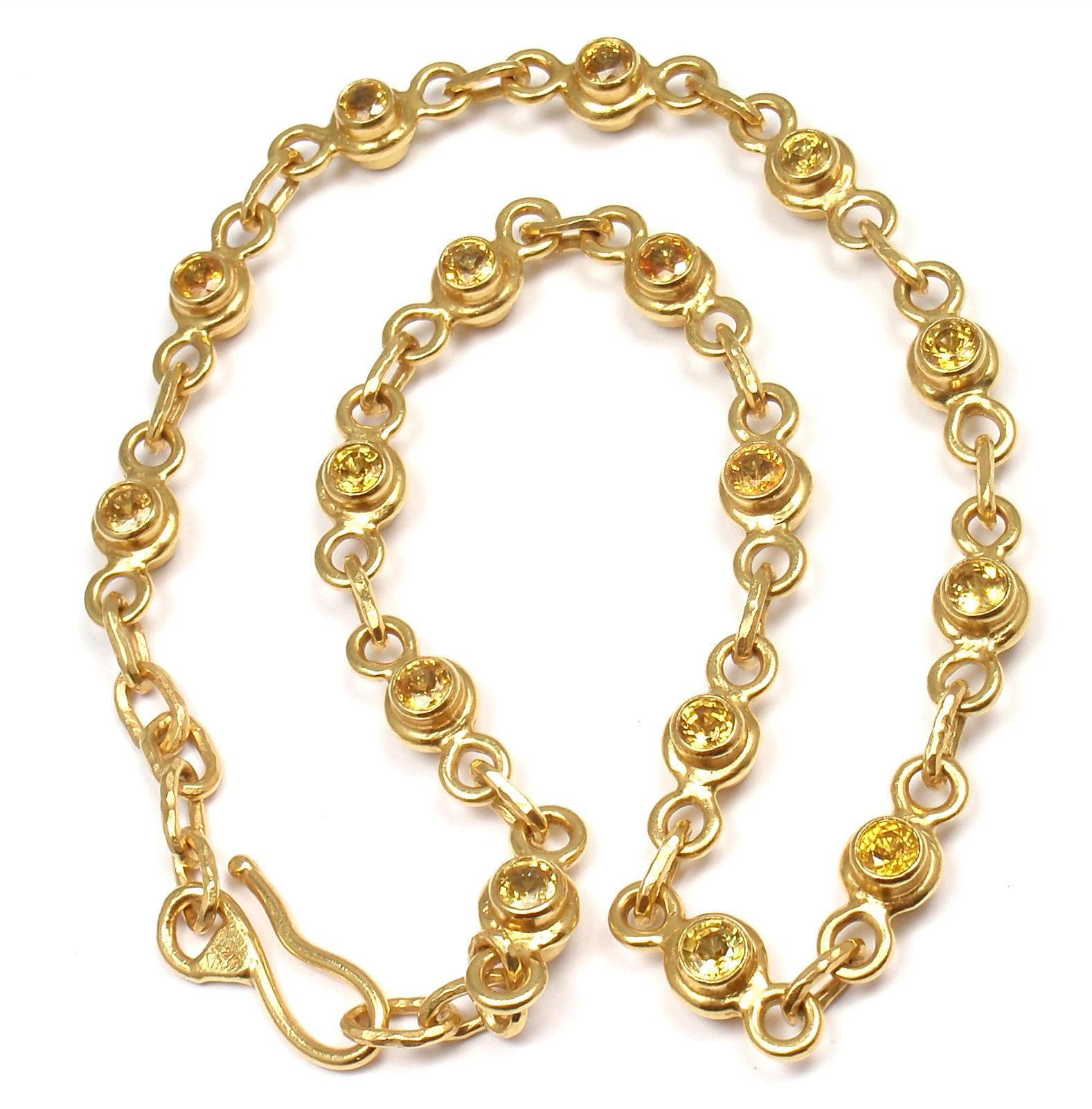 Jean Mahie Diamond Yellow Sapphire Reversible Link Necklace In New Condition In Holland, PA