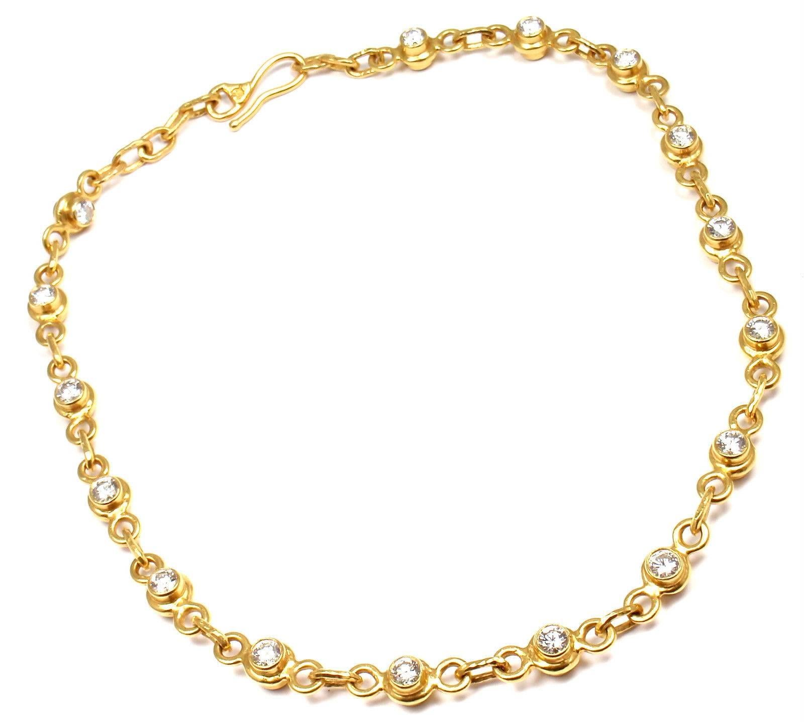 Women's or Men's Jean Mahie Diamond Yellow Sapphire Reversible Link Necklace