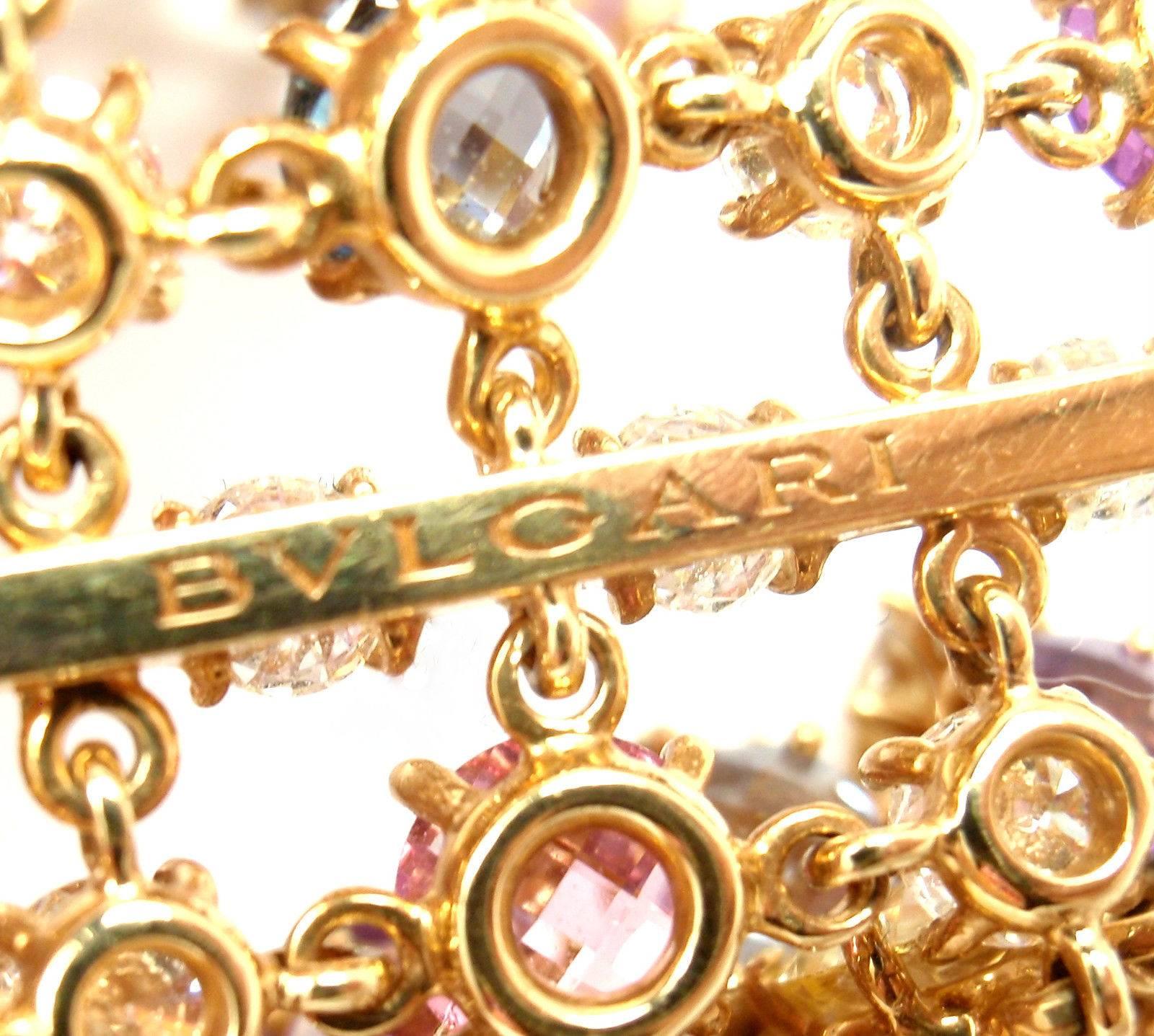 Bulgari Diamond and Fancy Color Sapphire Yellow Gold Link Bracelet 2