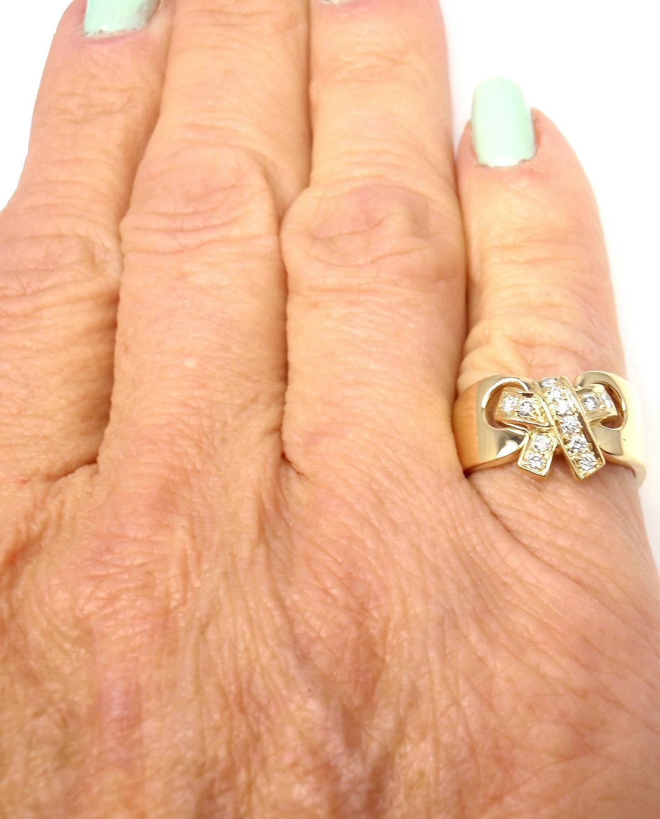 Hermes Diamond Bow Yellow Gold Band Ring 1