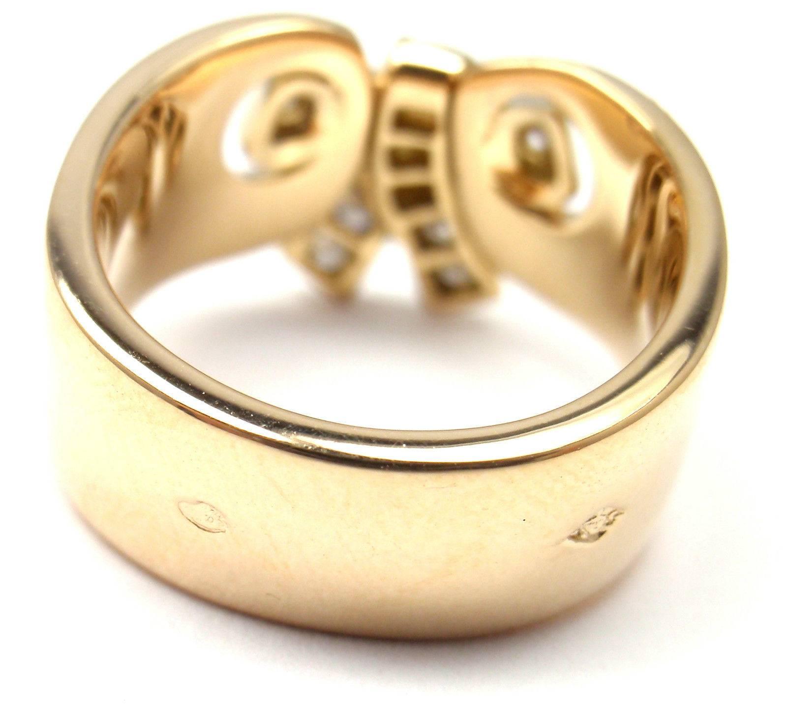 Hermes Diamond Bow Yellow Gold Band Ring 2