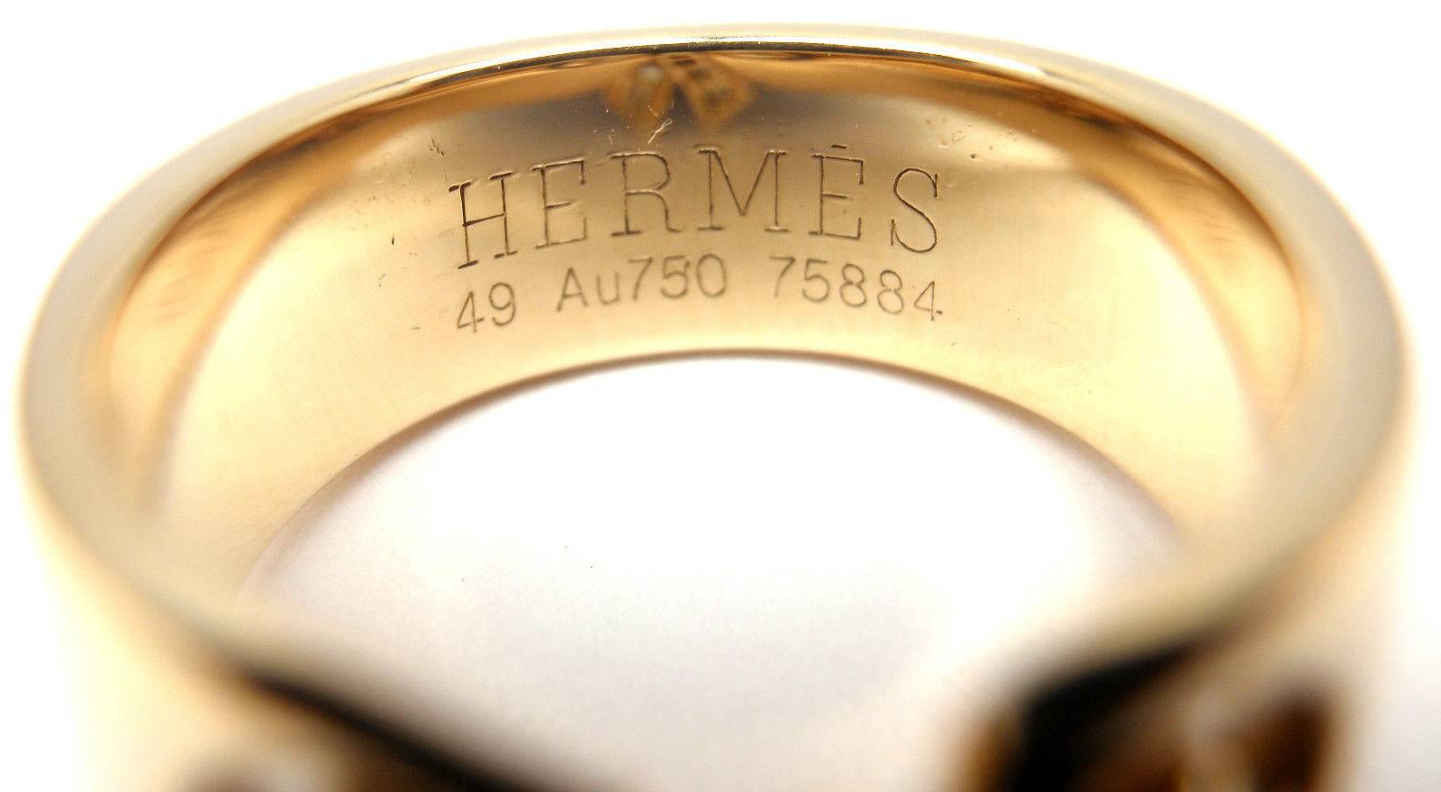 Hermes Diamond Bow Yellow Gold Band Ring 4