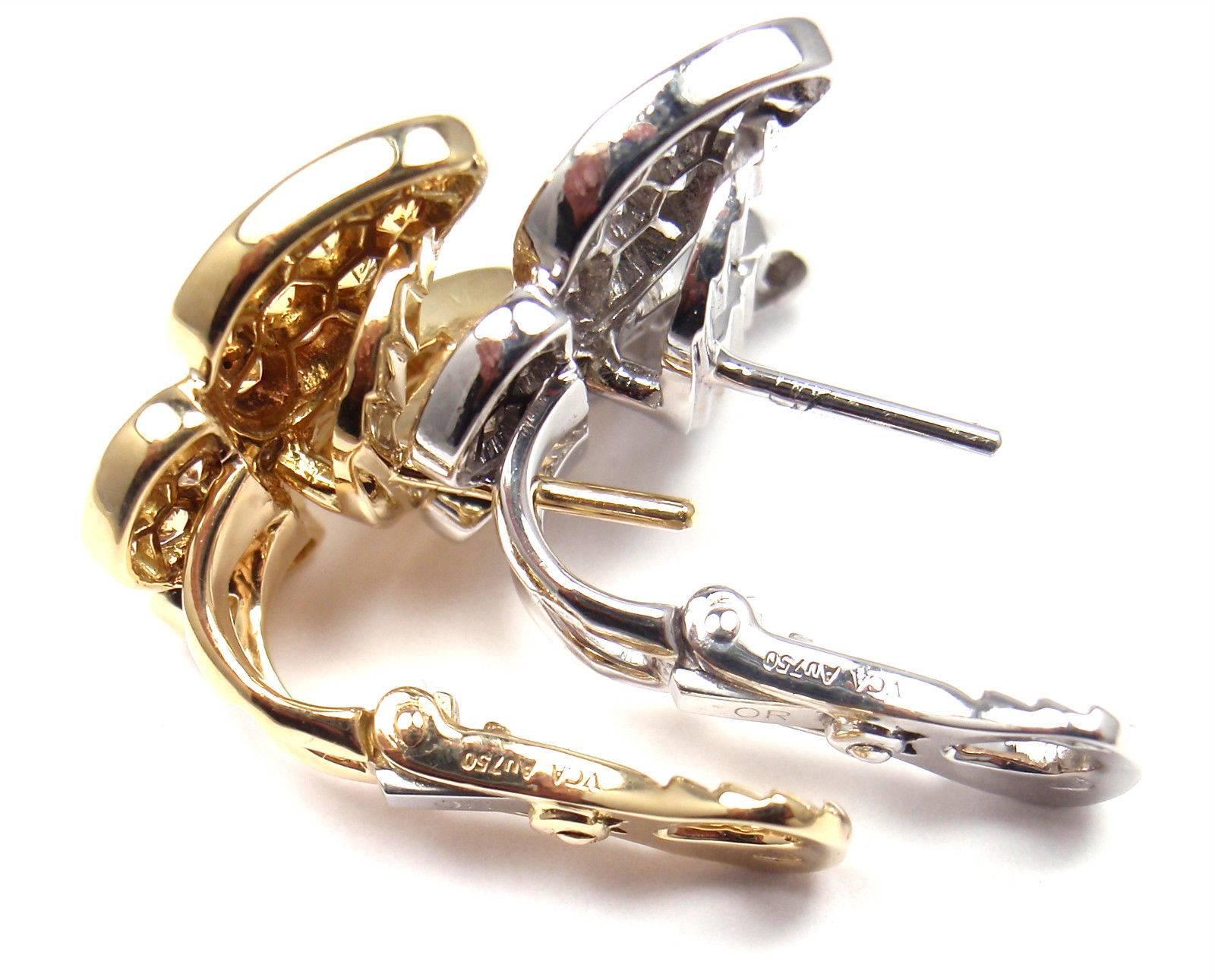 Van Cleef & Arpels Two Butterfly Diamond Yellow Sapphire Gold Earrings 3