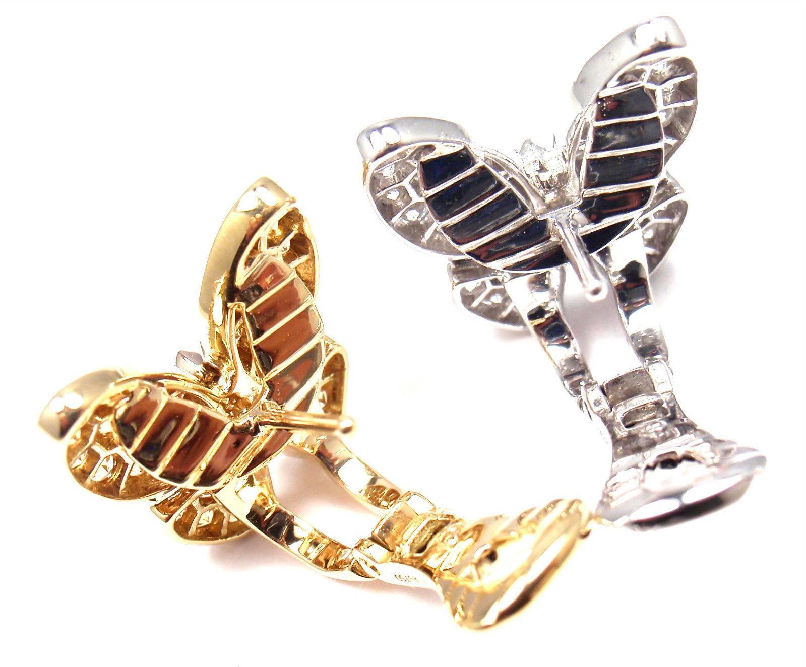Van Cleef & Arpels Two Butterfly Diamond Yellow Sapphire Gold Earrings 4