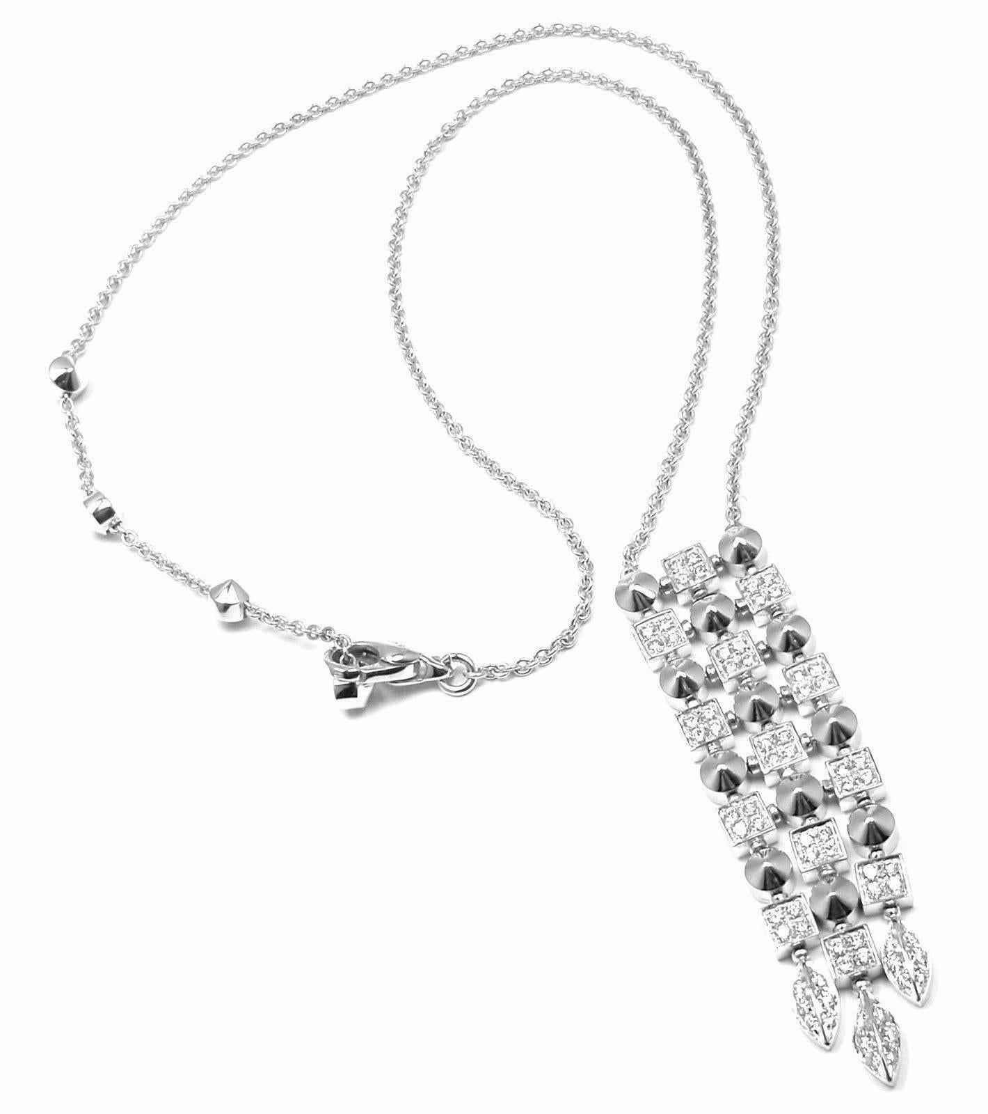 18k White Gold Diamond Lucea Pendant Necklace by Bulgari. 
With 70 round cut diamonds 
total weight approx 1.40ct VS1 clarity, G color 
This necklace comes with original Bulgari box.

Details:
Measurements:
Chain: 17