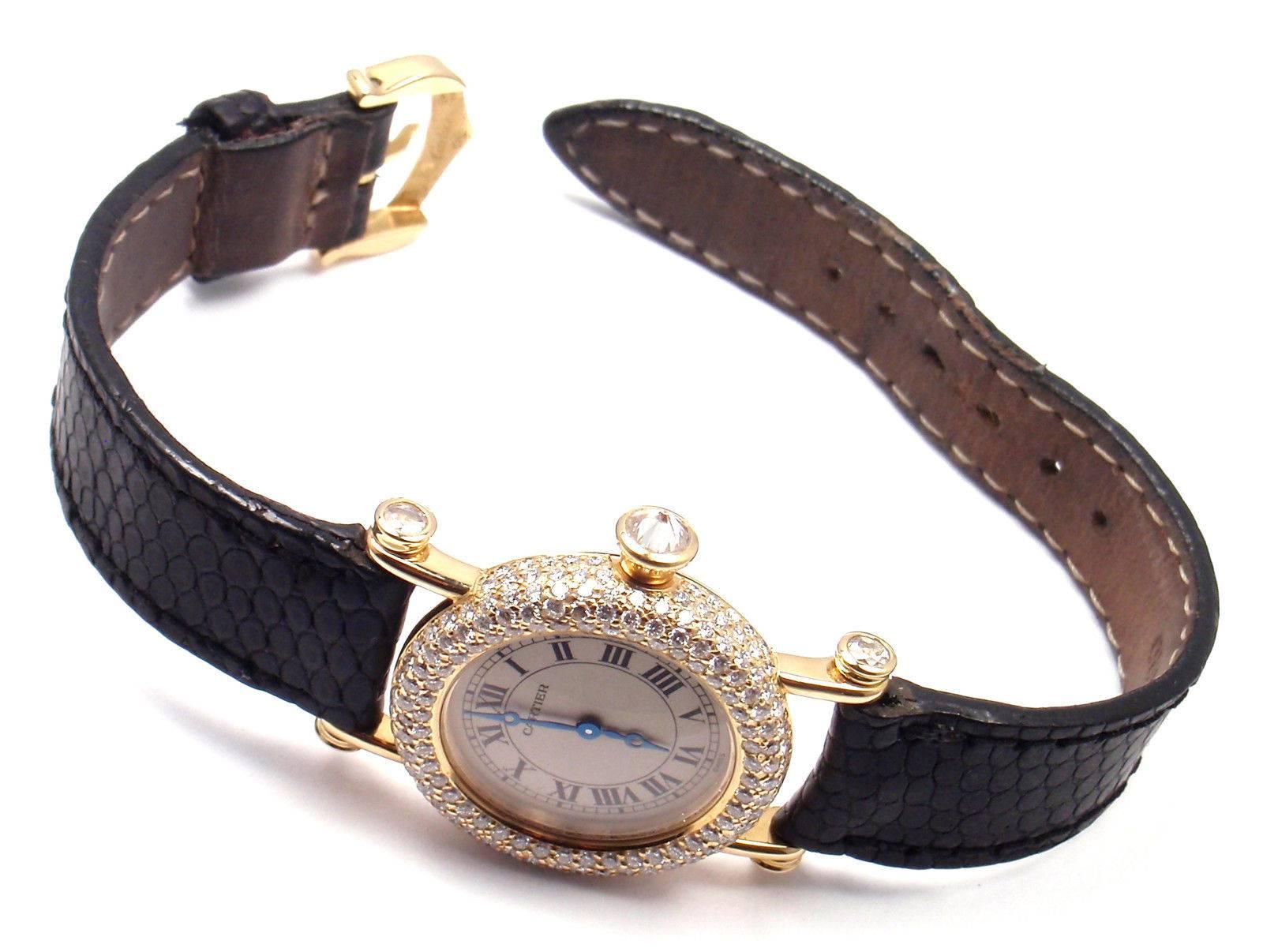 Cartier Ladies Yellow Gold Diamond Diabolo Quartz Wristwatch 5