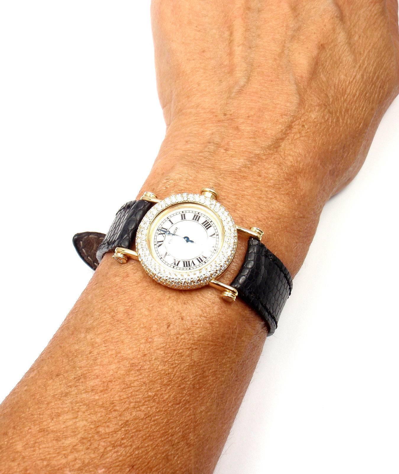 Cartier Ladies Yellow Gold Diamond Diabolo Quartz Wristwatch 6