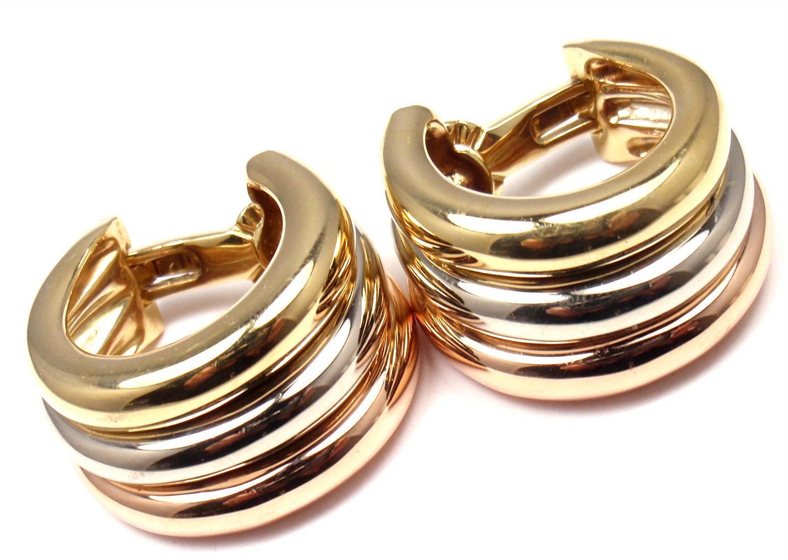 Cartier Large Size Trinity Hoop Tri-Color Gold Earrings 1