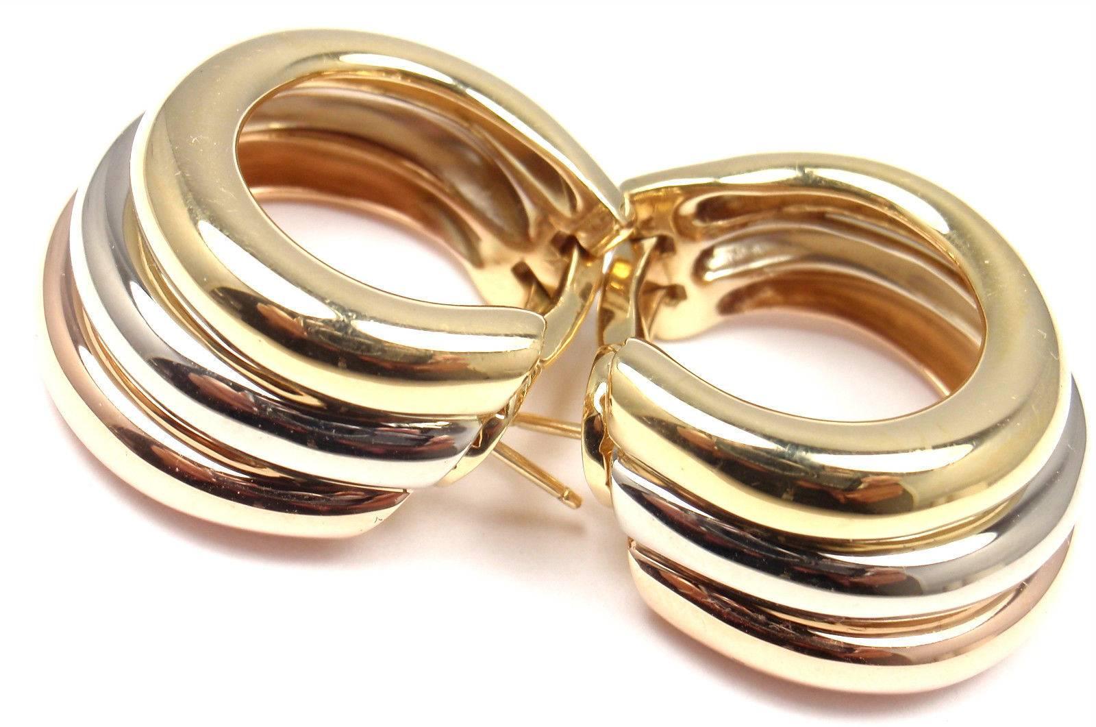 Cartier Large Size Trinity Hoop Tri-Color Gold Earrings 2