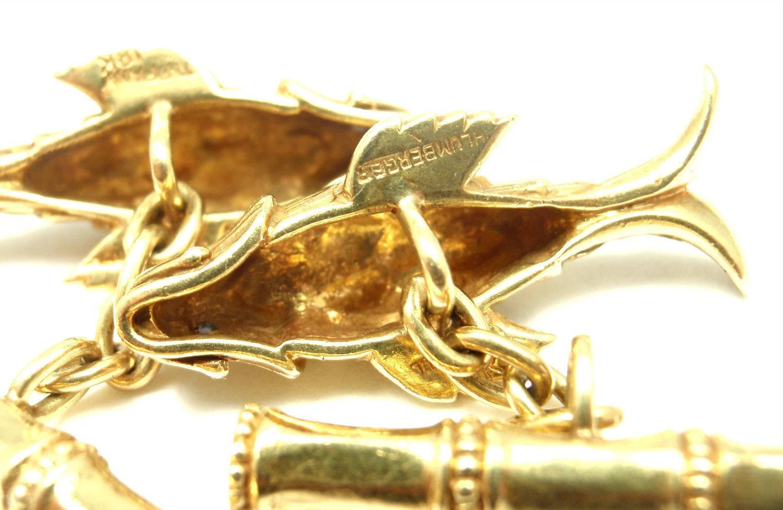 Tiffany & Co. Jean Schlumberger Fish Sapphire Yellow Gold Cufflinks 1