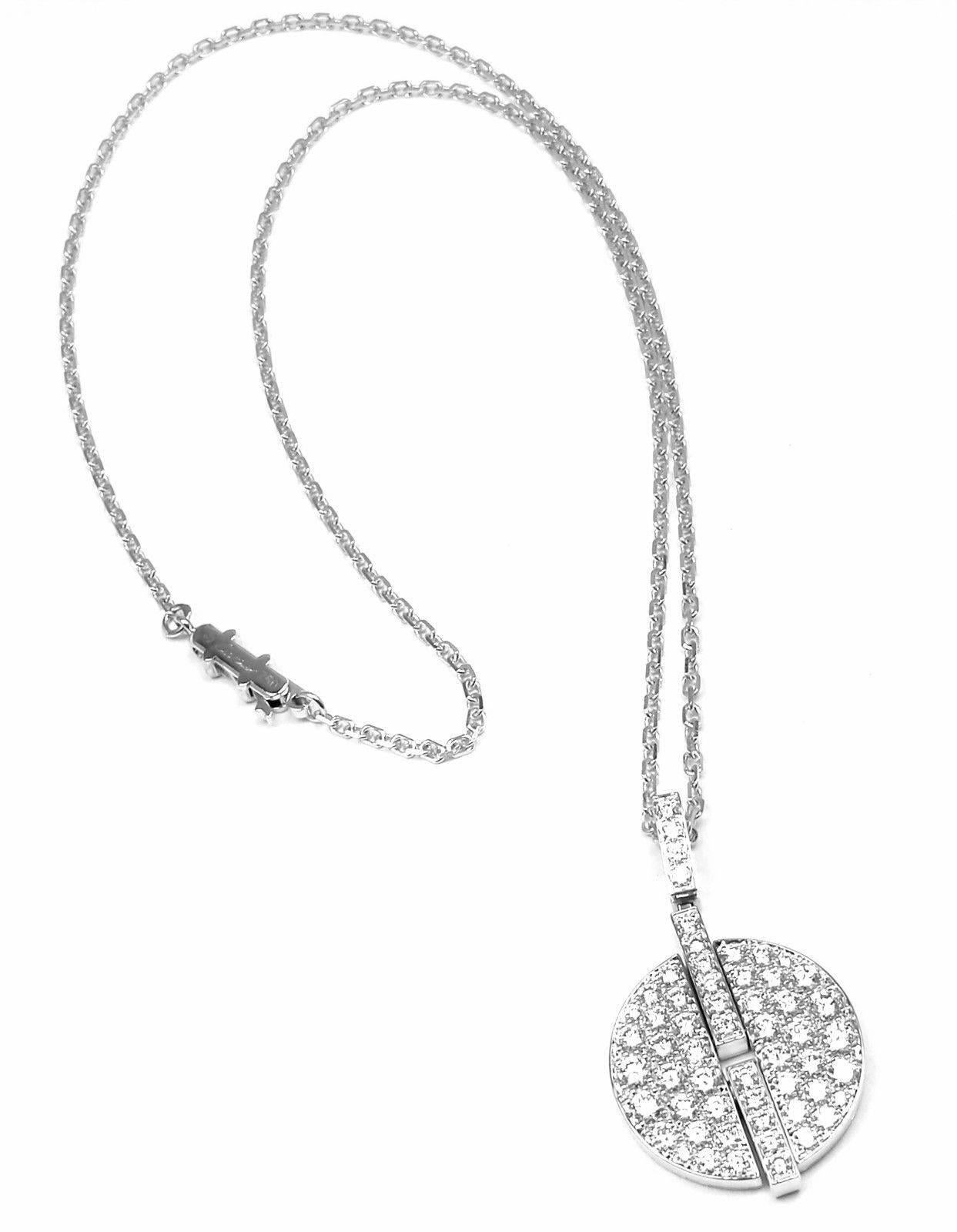 Women's or Men's Cartier Himalia Pave Set Diamond White Gold Large Pendant Necklace