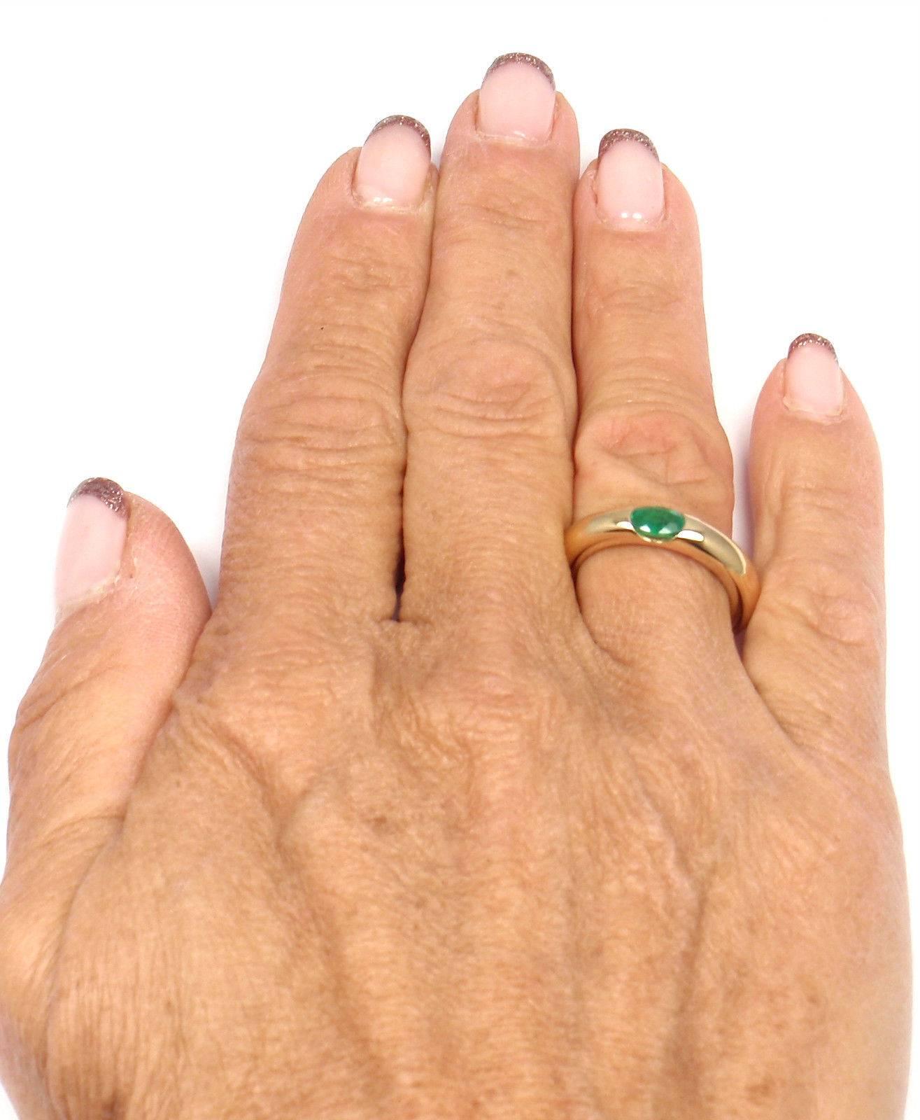 Cartier Emerald Ellipse Yellow Gold Band Ring 2