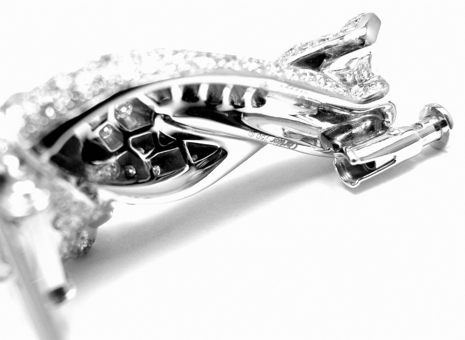 Cartier Panther Panthere Diamond Onyx Emerald White Gold Pin Brooch 2