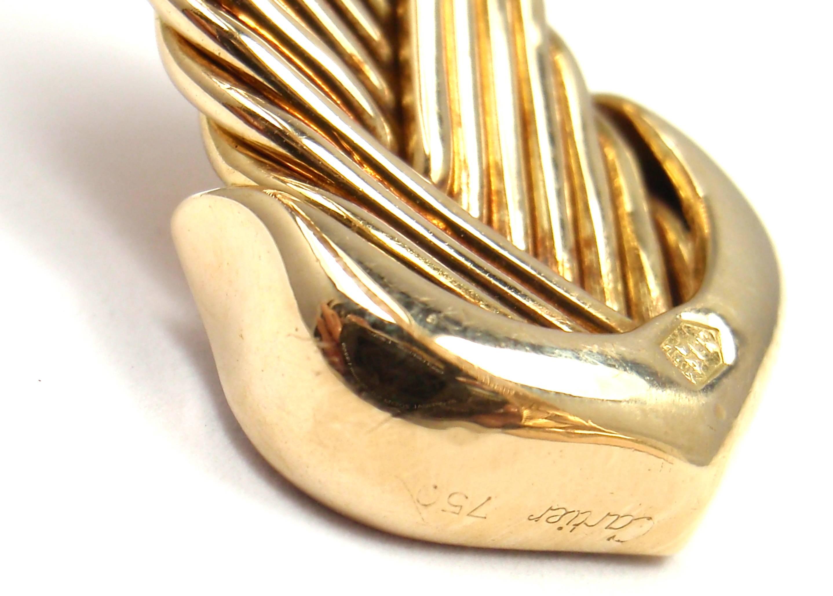 Cartier Vintage Double C Diamond Basket Weave Cuff Yellow Gold Bracelet 3
