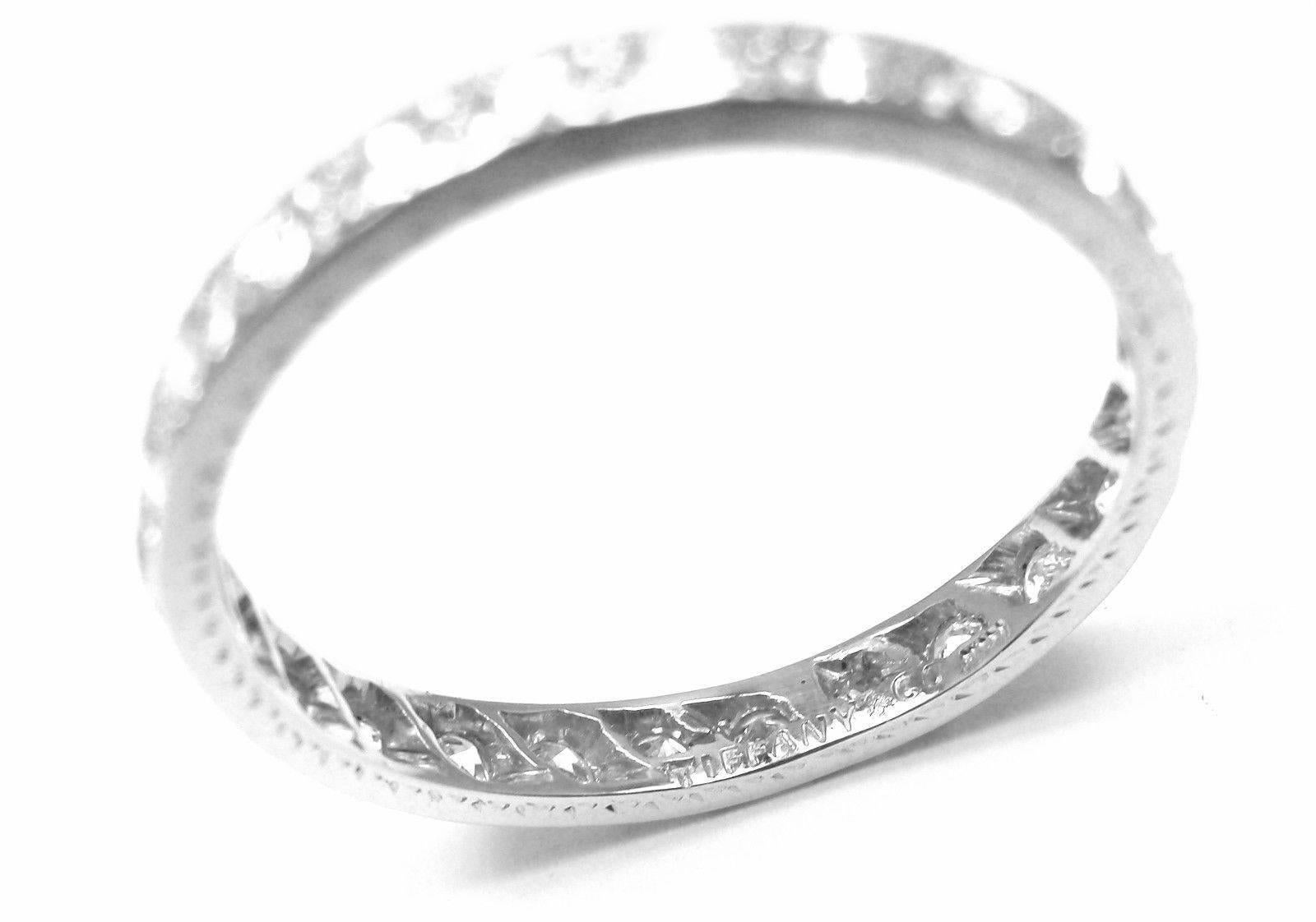 Vintage Tiffany & Co. Diamond Eternity Wedding Platinum Band Ring In New Condition In Holland, PA