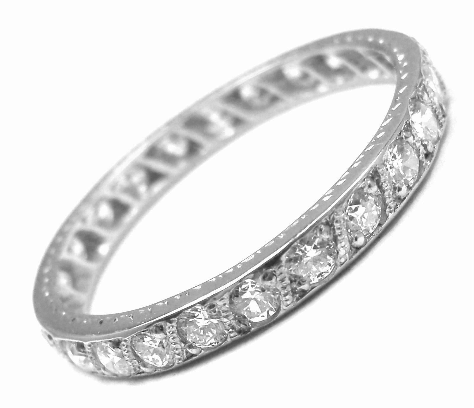 Women's or Men's Vintage Tiffany & Co. Diamond Eternity Wedding Platinum Band Ring