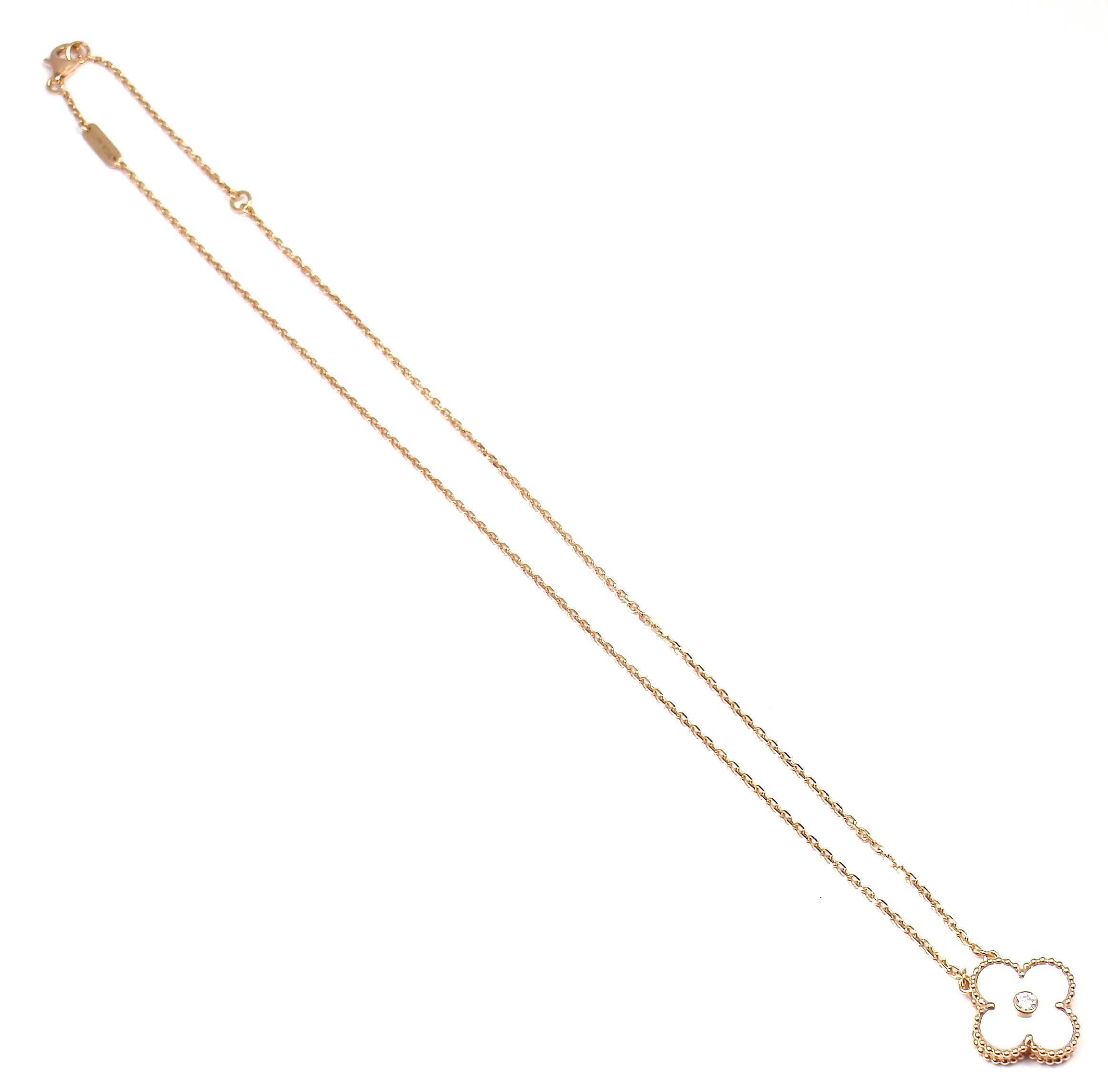 Van Cleef & Arpels Ltd Ed Alhambra Diamond Mother-of-Pearl Rose Gold Necklace 3