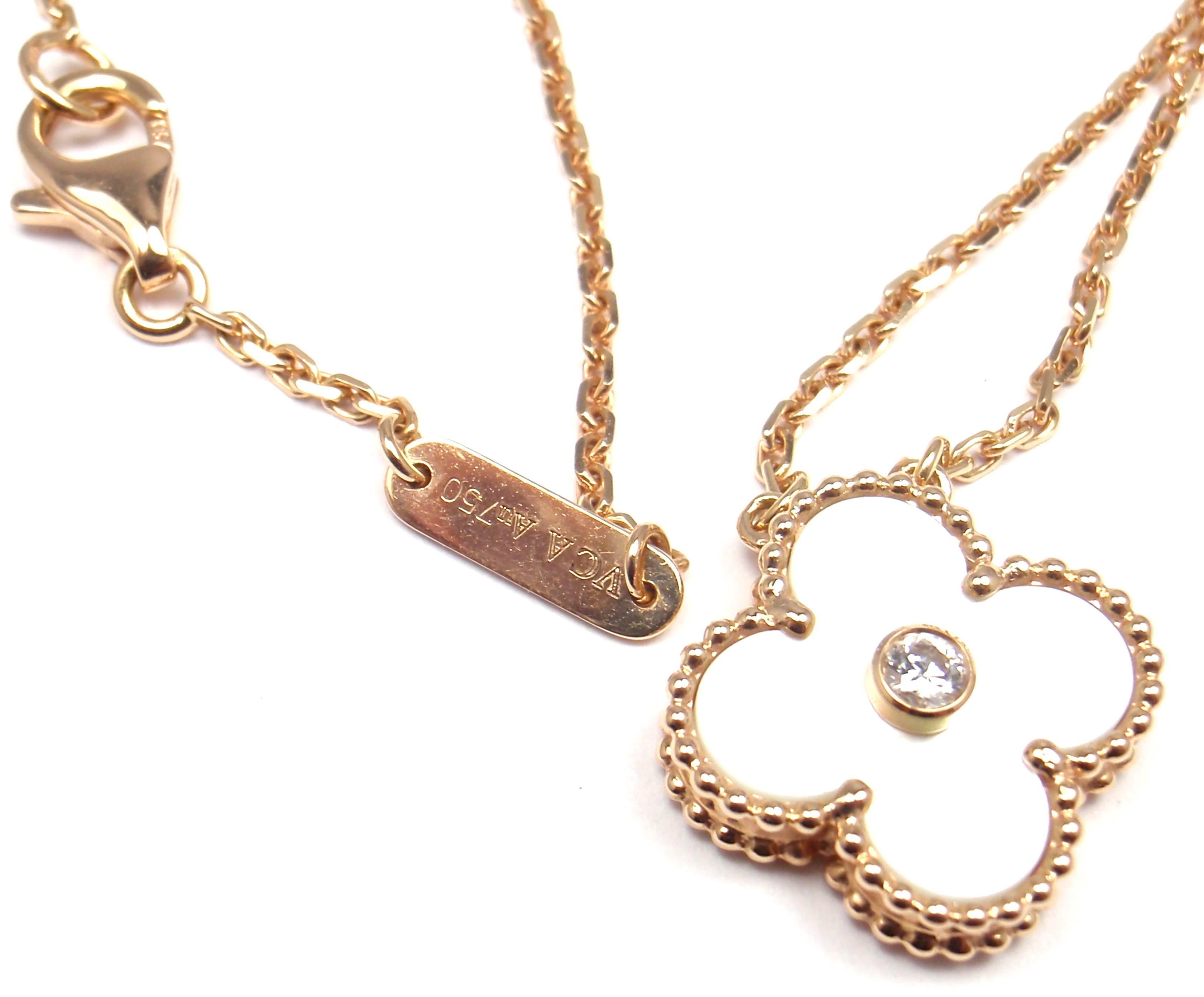 Women's or Men's Van Cleef & Arpels Ltd Ed Alhambra Diamond Mother-of-Pearl Rose Gold Necklace