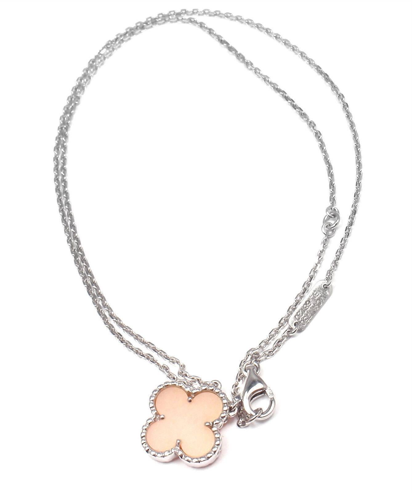 Women's or Men's Van Cleef & Arpels Vintage Pink Opal White Gold Pendant Necklace