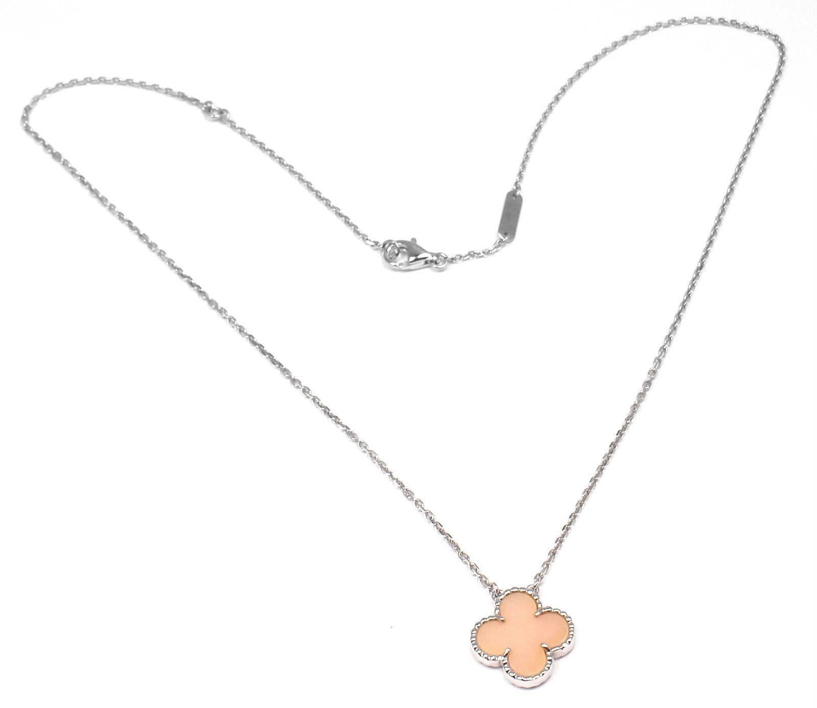 Van Cleef & Arpels Vintage Pink Opal White Gold Pendant Necklace 1