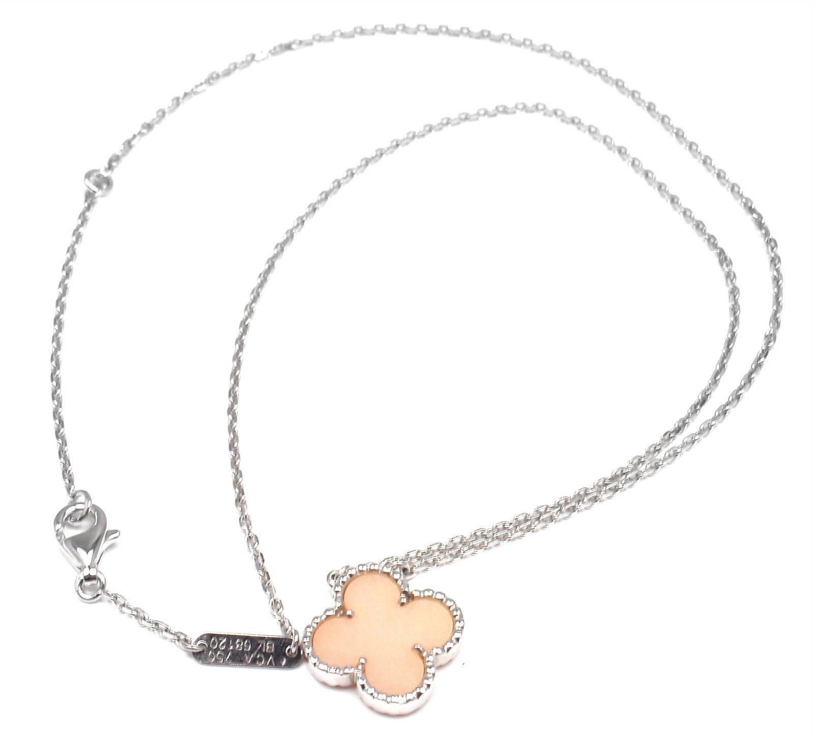 Van Cleef & Arpels Vintage Pink Opal White Gold Pendant Necklace 4