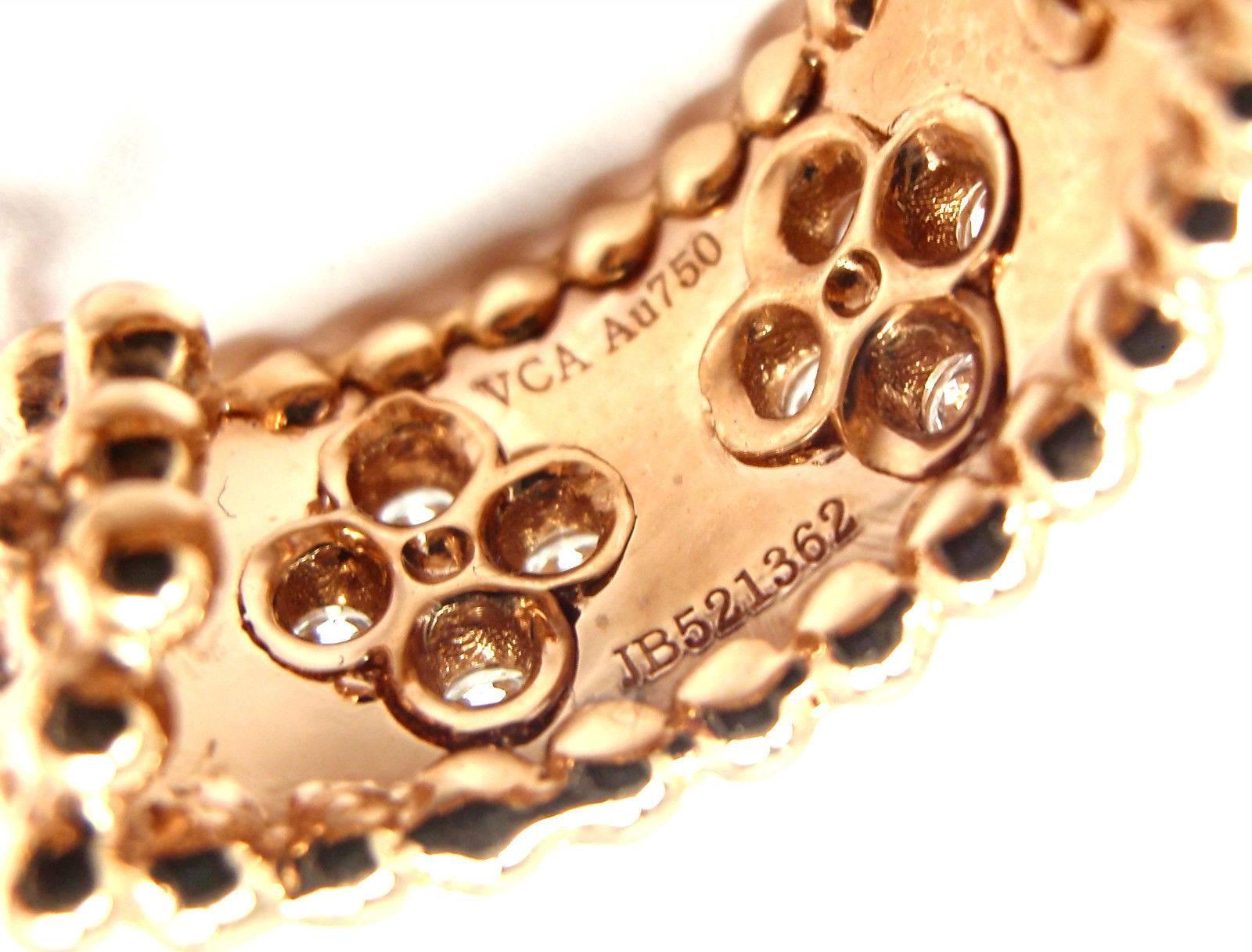 Van Cleef & Arpels Perlee Clovers Diamond Rose Gold Hoop Earrings 1