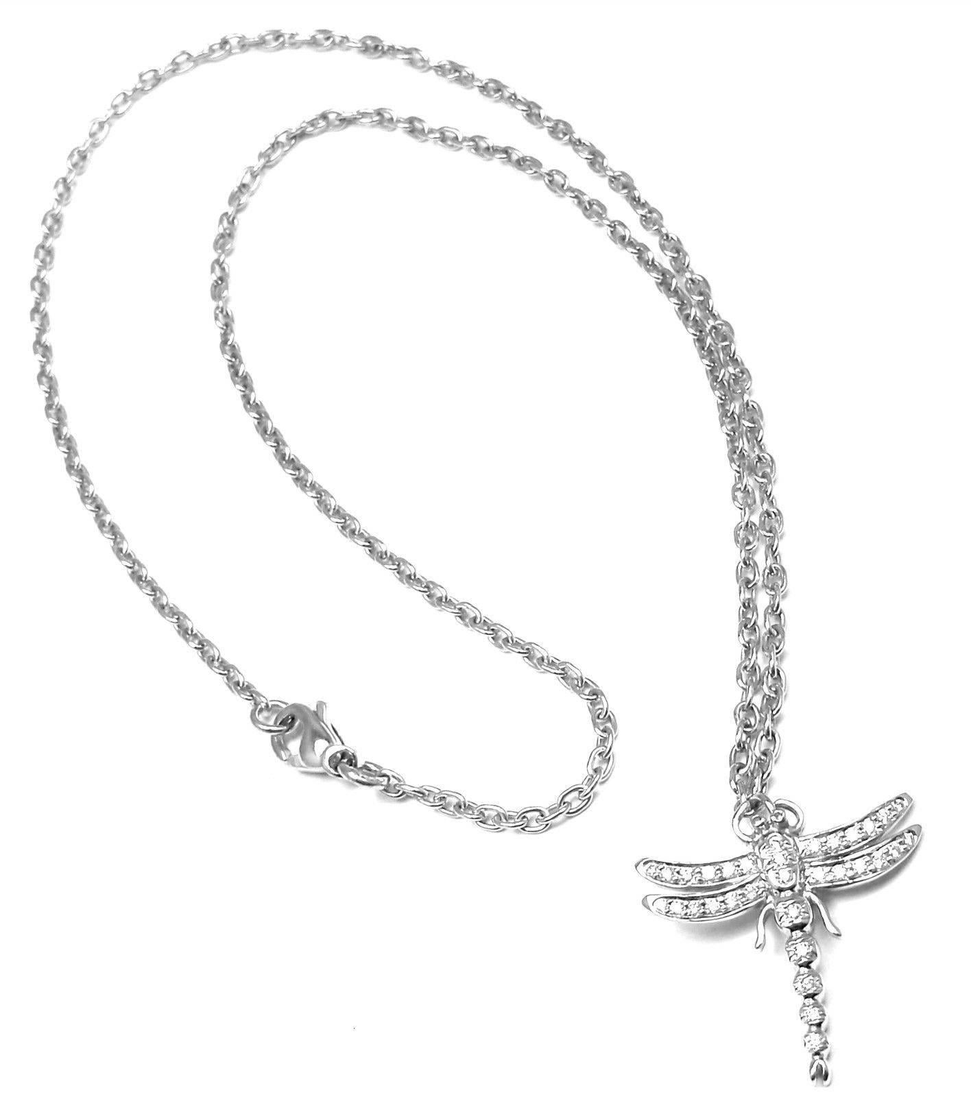 Tiffany & Co. Dragonfly Diamond Platinum Pendant Necklace In New Condition In Holland, PA