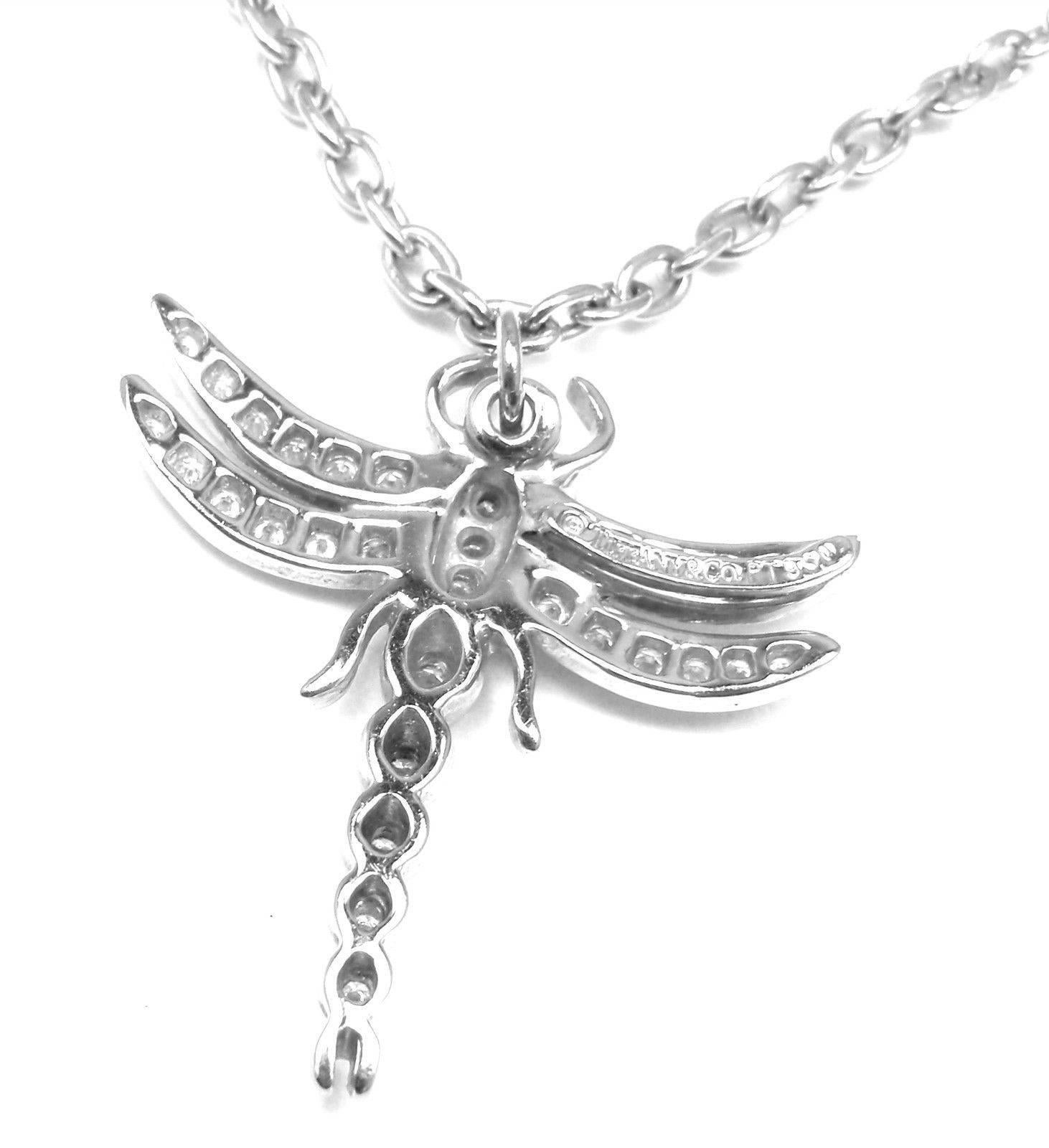 Women's or Men's Tiffany & Co. Dragonfly Diamond Platinum Pendant Necklace