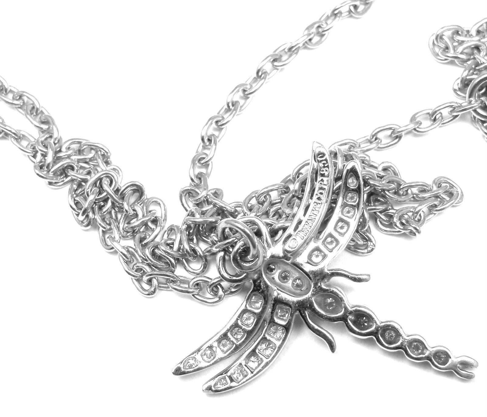 Tiffany & Co. Dragonfly Diamond Platinum Pendant Necklace 1